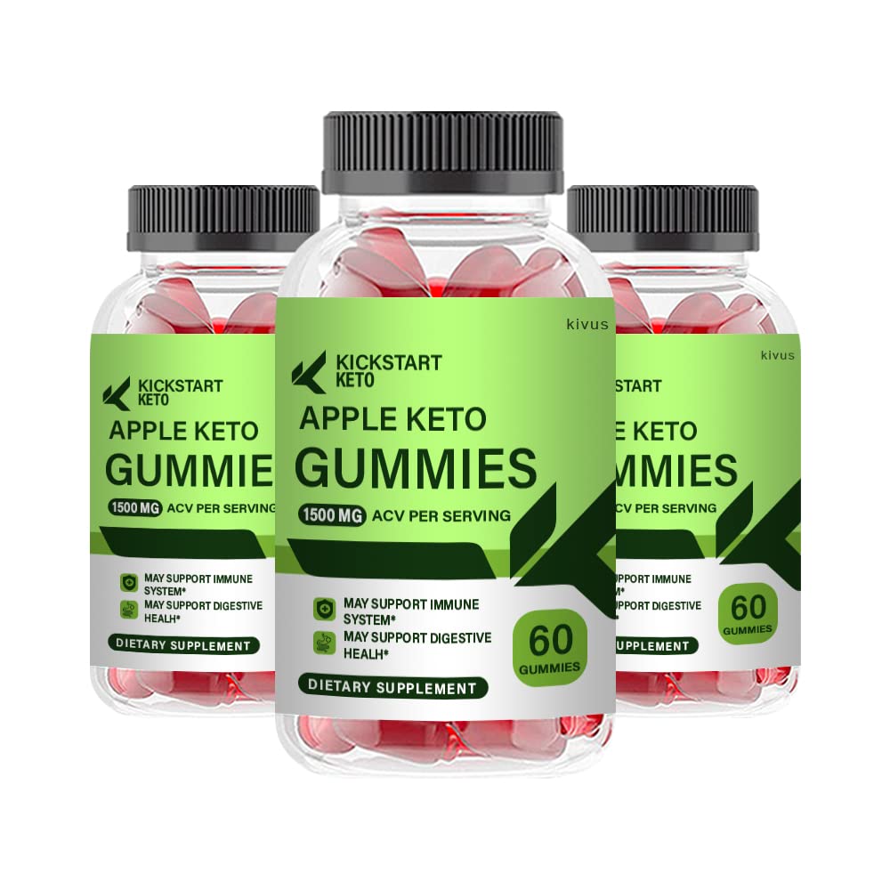 Kickstart Keto Gummies (3 Pack) - 180 Apple Flavored Keto Diet Gummy Supplements for Weight Loss & Ketosis Support - Perfect for Low Carb Diet & Healthy Snacking