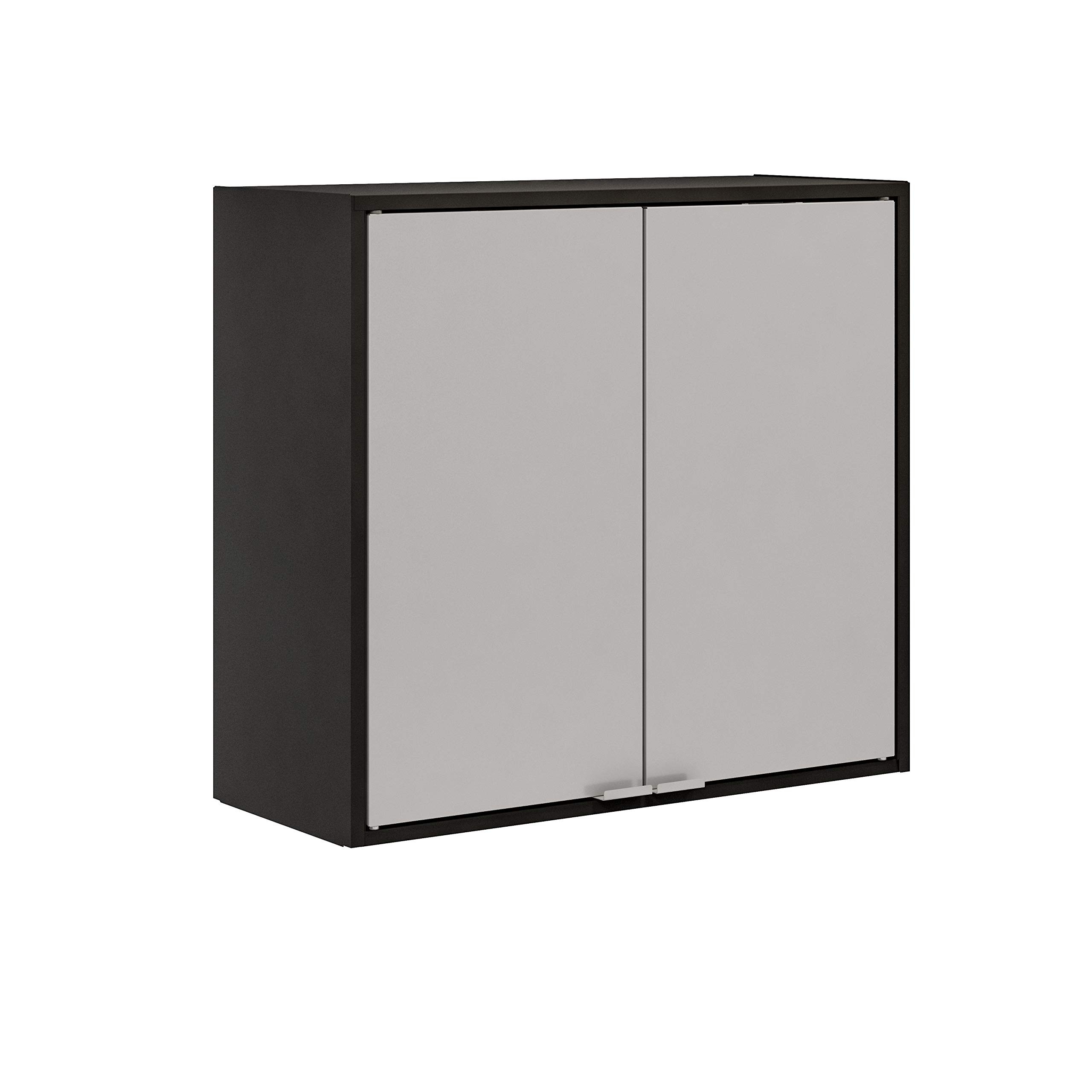 ITBE Easy Fit Ready-to-Assemble 2-Door Wall Mount Steel Cabinet - Heavy Duty Metal Storage Organizer for Garage, Laundry Room, Office & Closet (Black & Gray) | Perfect for Tool Storage, Home Organization & Workspace Decluttering