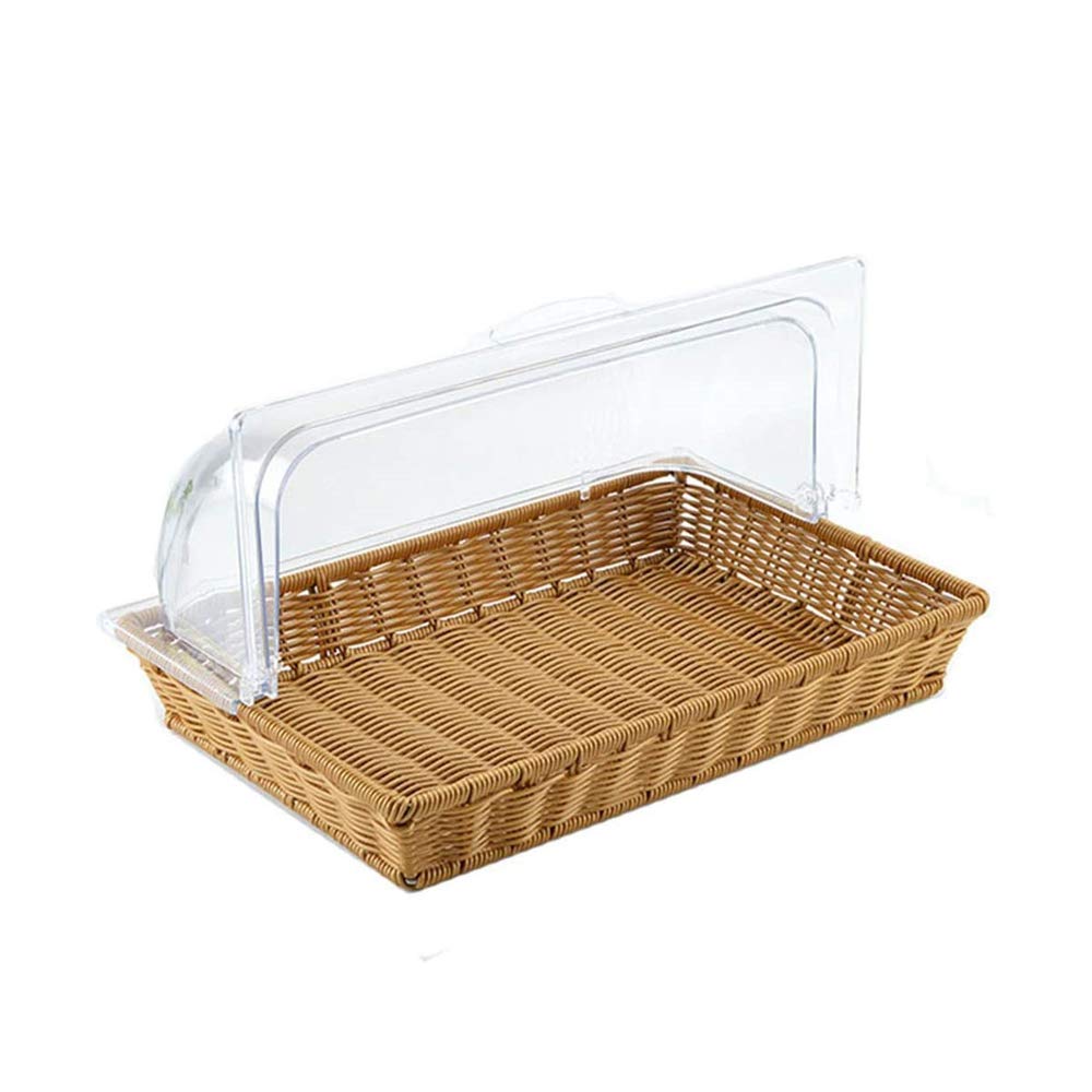 Natural Wicker Rattan Bread Basket with Lid - Multifunctional Storage & Serving Basket for Fruits, Plates, Trays - Home Decor & Kitchen Organizer - Perfect for Picnics, Brunch, and Rustic Dining