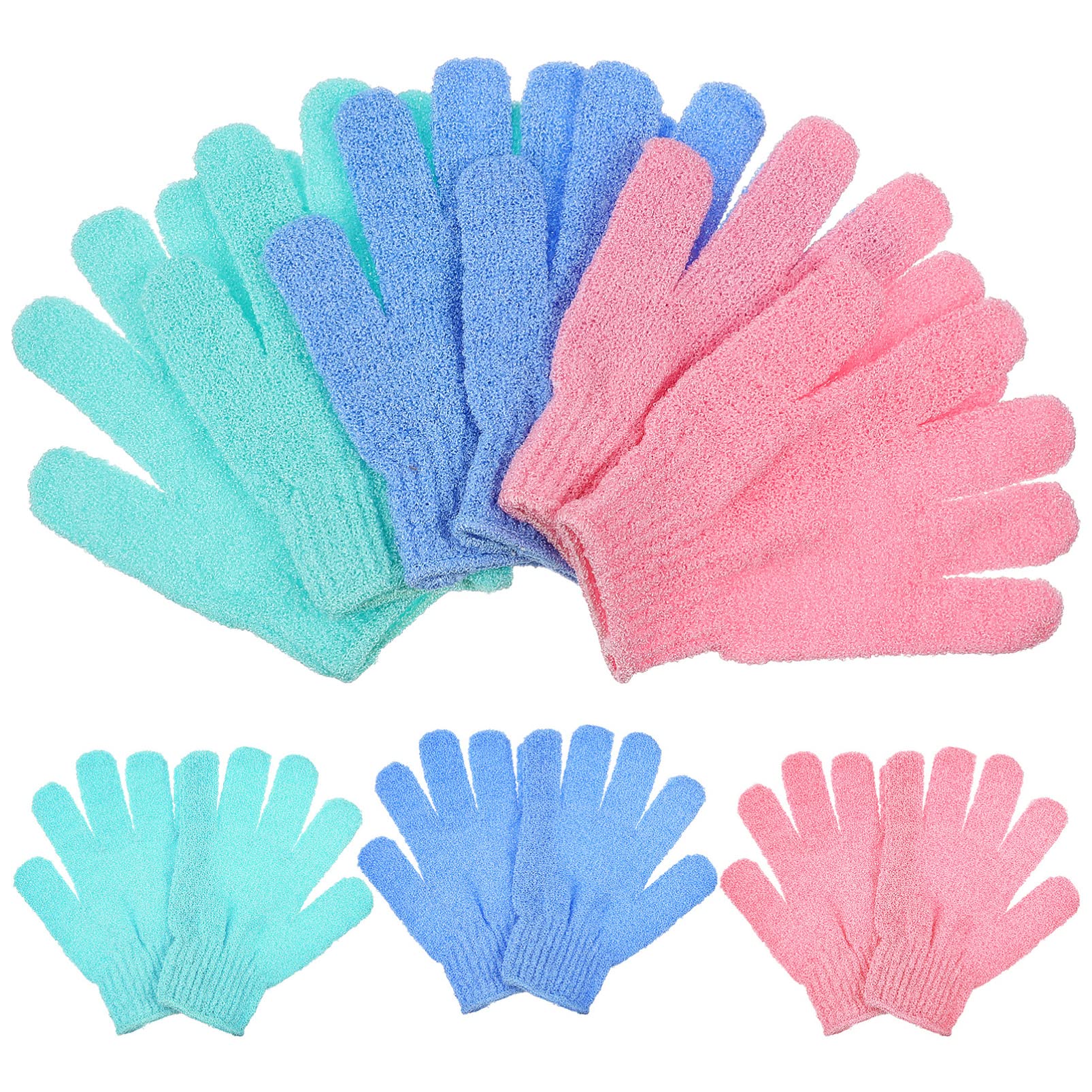 MagicLulu 6 Pairs Exfoliating Shower Gloves - Body Scrubber & Skin Exfoliator for Spa & Massage - Remove Dead Skin Cells - Perfect for Home Spa Days & Self-Care Routines