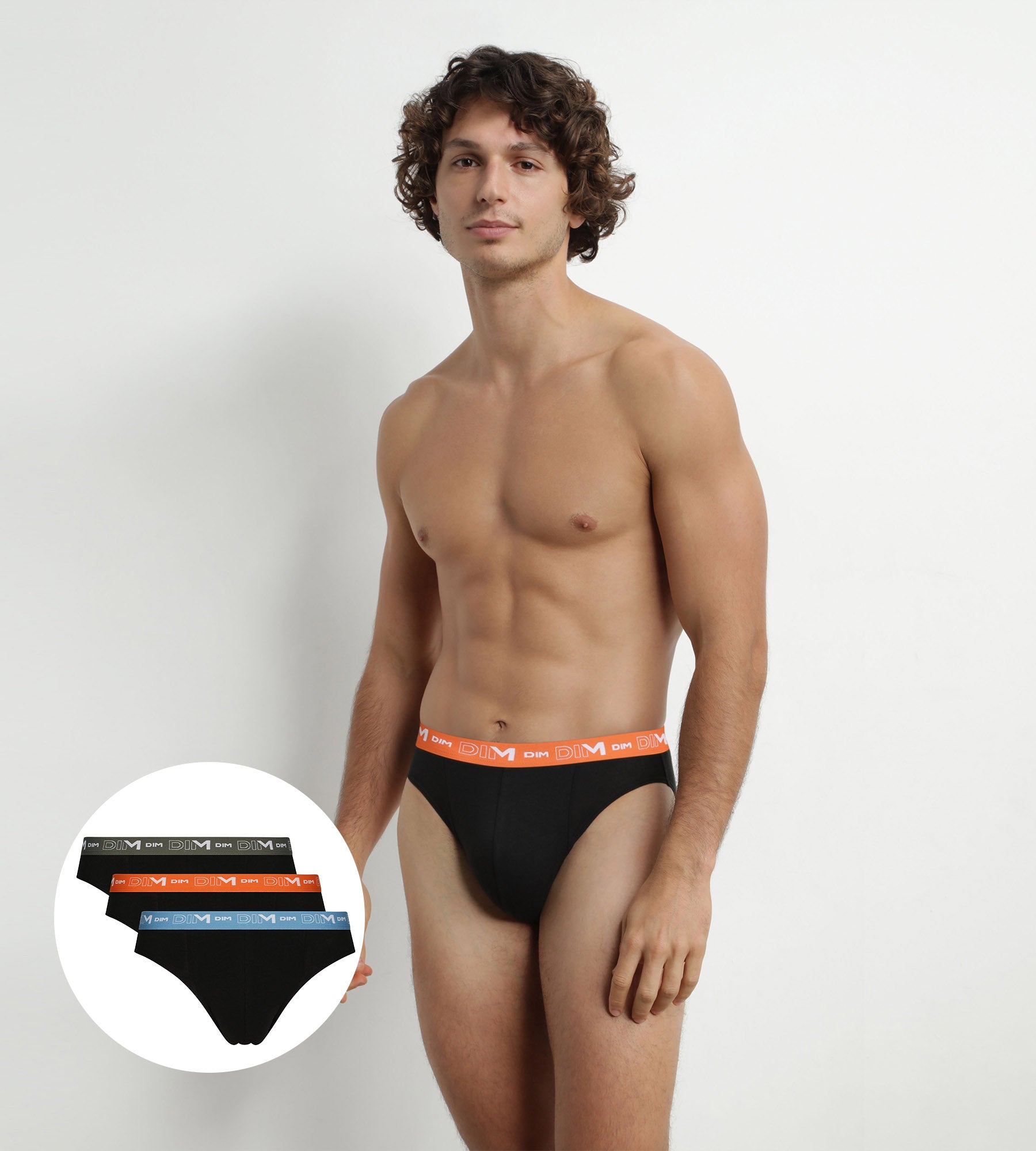 3 Pack Men's Black Underwear with Orange & Green Waistband - Stretch Cotton Boxer Briefs for Comfort & Style - Perfect for Daily Wear, Gym & Sports
