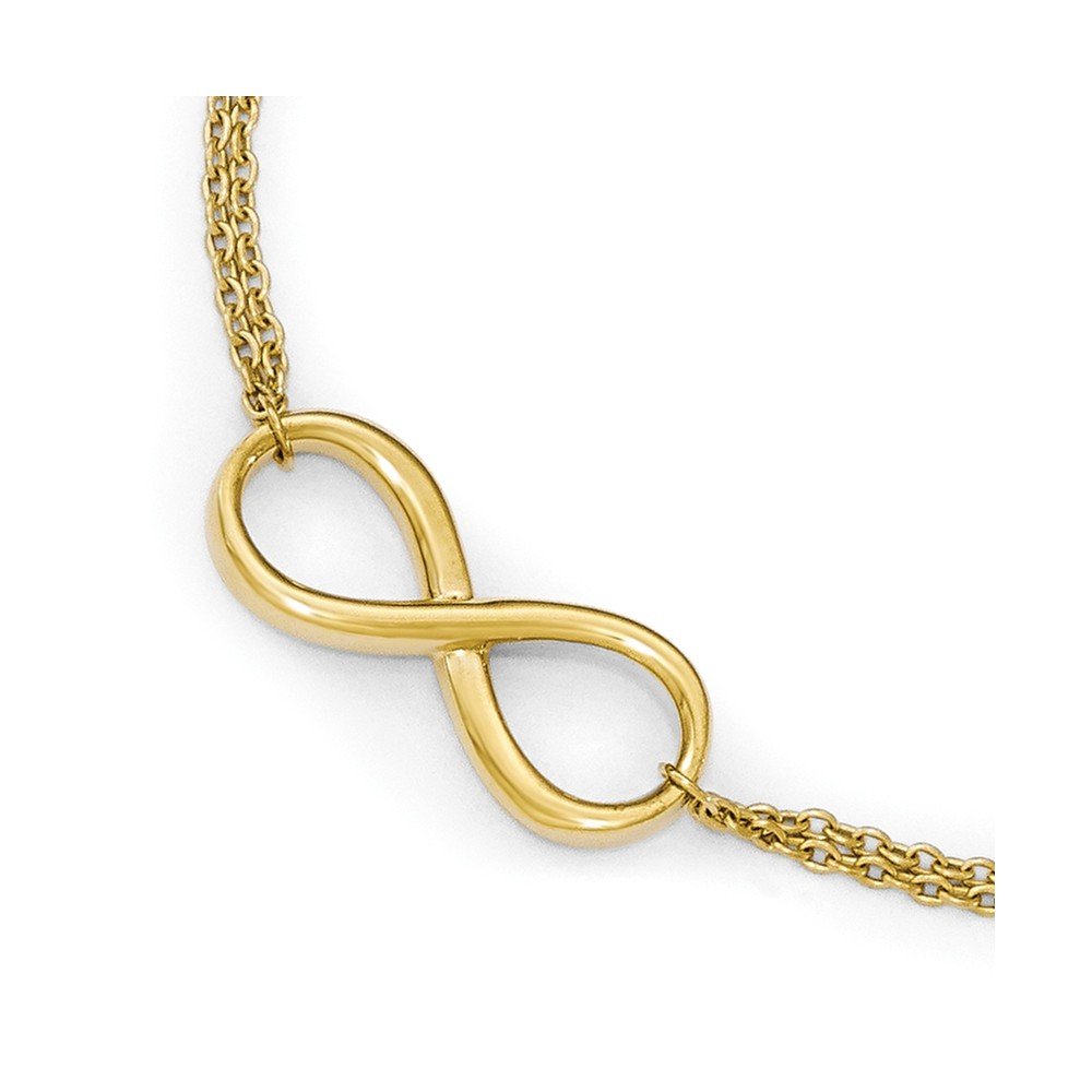 10k Yellow Gold Polished Infinity Bracelet for Women - 7.5 Inch Adjustable Length - Elegant Jewelry Gift for Anniversary, Birthday & Special Occasions