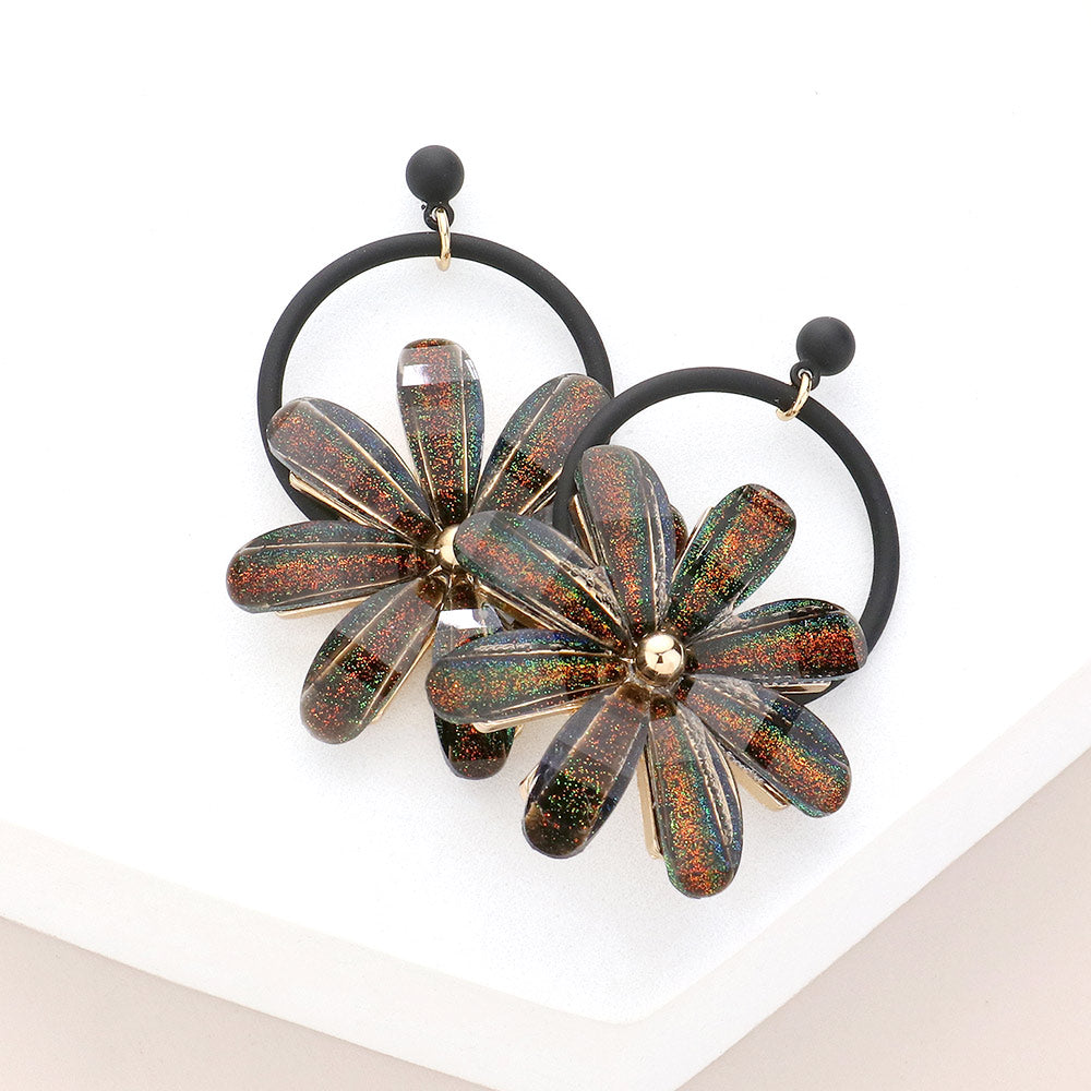 Stylish Black Resin Flower Earrings for Women - Trendy Fashion Statement Jewelry - Perfect for Parties, Weddings & Everyday Wear