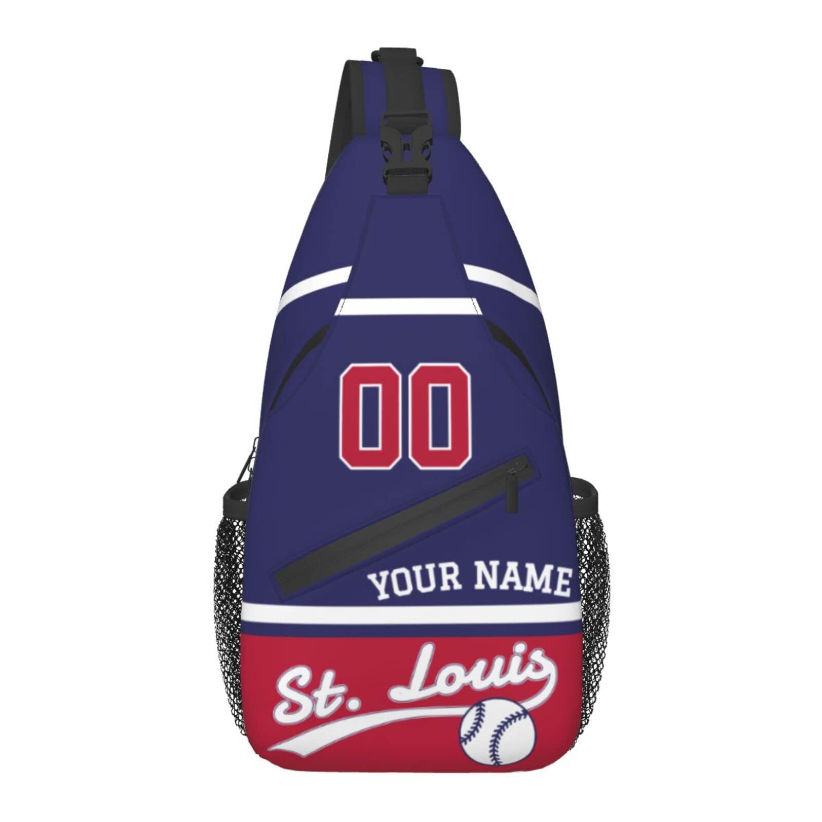 Custom Personalized Crossbody Sling Bag for Men & Women - Waterproof High Capacity Shoulder Backpack for Outdoor Travel, Sports & Daily Use - St. Louis Style with Name/Number Embroidery Option