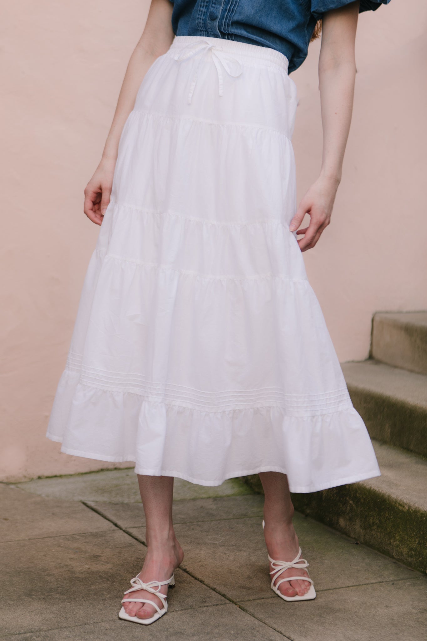 Elegant White Sansa Skirt for Women | Flowy Midi Skirt with Side Slit | Perfect for Summer, Beach, and Casual Outings