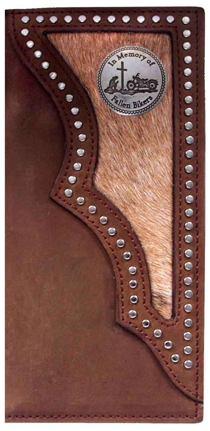 Custom Leather Biker Wallet for Men - Fallen Long Checkbook Wallet with Hair on Hide - Perfect for Motorcycle Riders & Outdoor Enthusiasts
