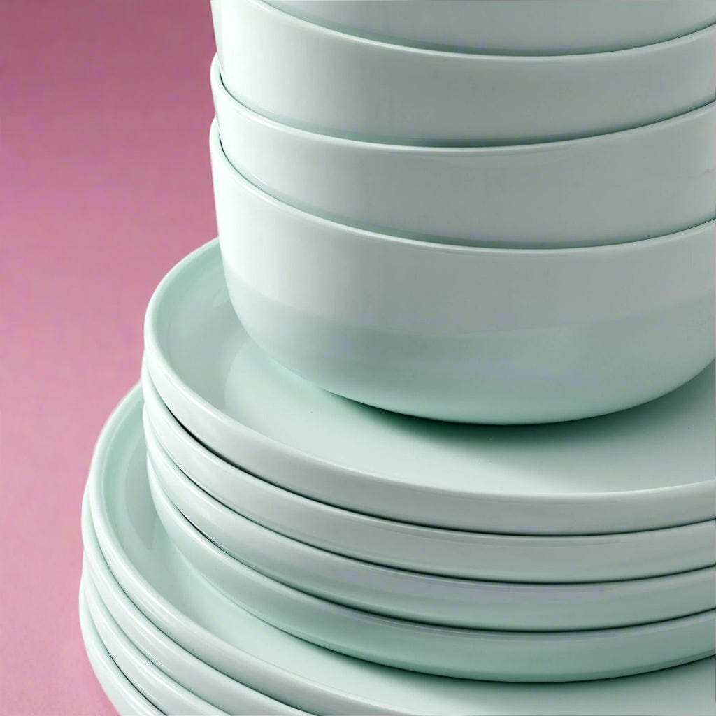 Madison Mint 12-Piece Dinnerware Set - Service for 4 People | Elegant Porcelain Plates, Bowls & Mugs | Perfect for Family Dinners, Entertaining Guests & Everyday Use