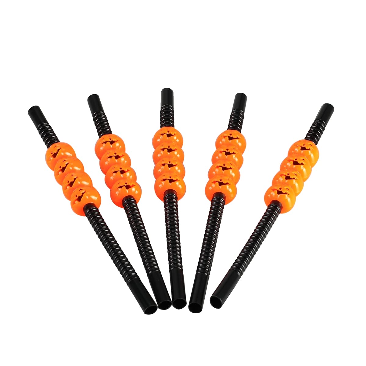Halloween Pumpkin Drinking Straws - 5 Pack | Fun Halloween Party Supplies & Decorations for Kids & Adults | Perfect for Halloween Parties, Trick or Treat, and Spooky Celebrations