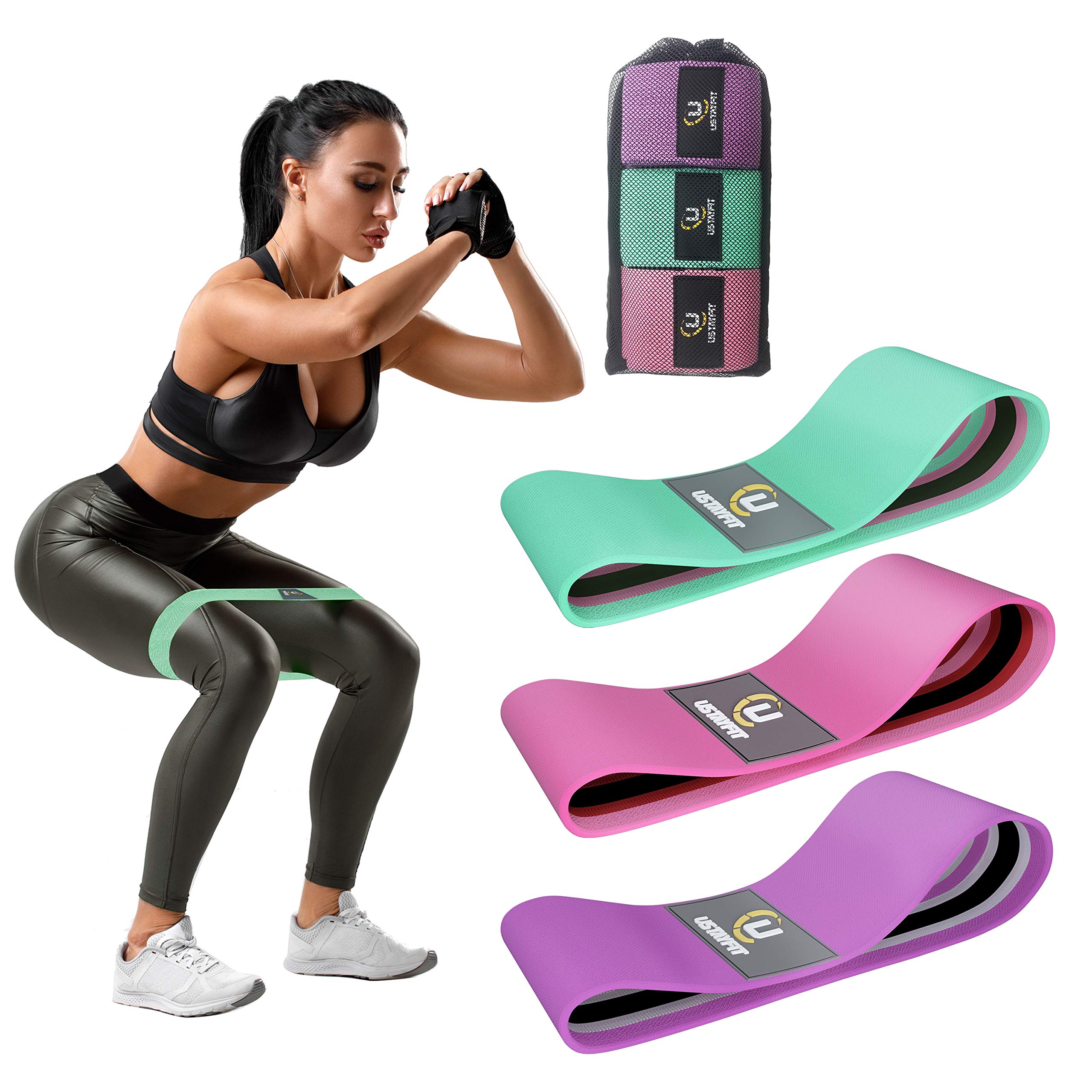 Premium 3-Piece Resistance Band Set - Fabric Elastic Booty Workout Bands for Glutes, Legs, Thighs & Squats | Yoga & Strength Training Equipment | Portable Home Gym for Women & Men | Perfect for Home Workouts, Gym Training & Fitness Routines