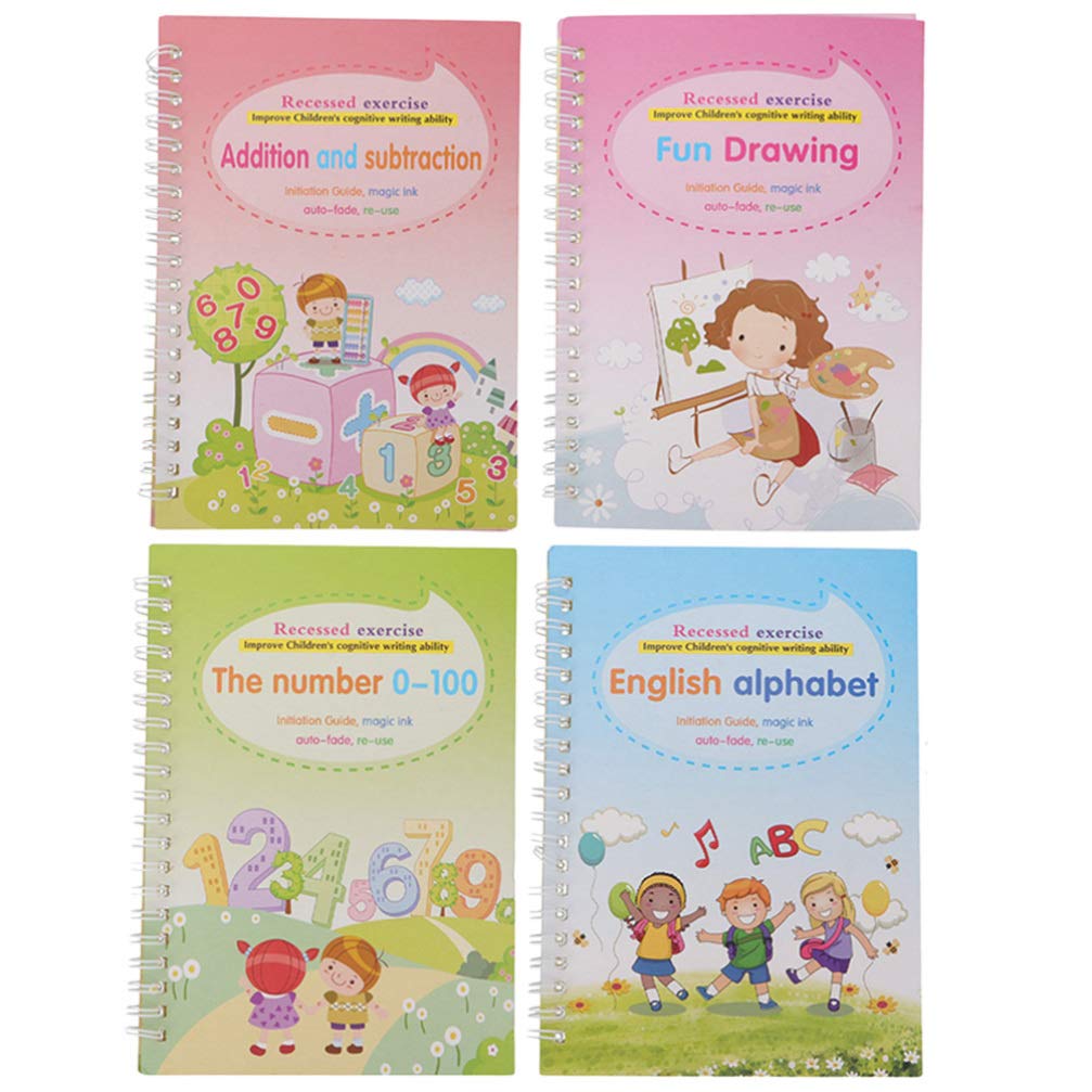 NUOBESTY 4PCS Preschool Alphabet Tracing Workbook - English Letter Writing Practice Books for Kids, Handwriting Practice Paper for Toddlers & Kindergarten - Perfect for Homeschooling & Classroom Learning