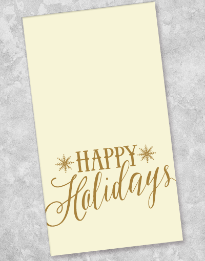 Golden Happy Holidays Guest Towel Napkins - 40 Count Premium Cotton Holiday Dinner Napkins for Christmas Party, Thanksgiving & Special Occasions