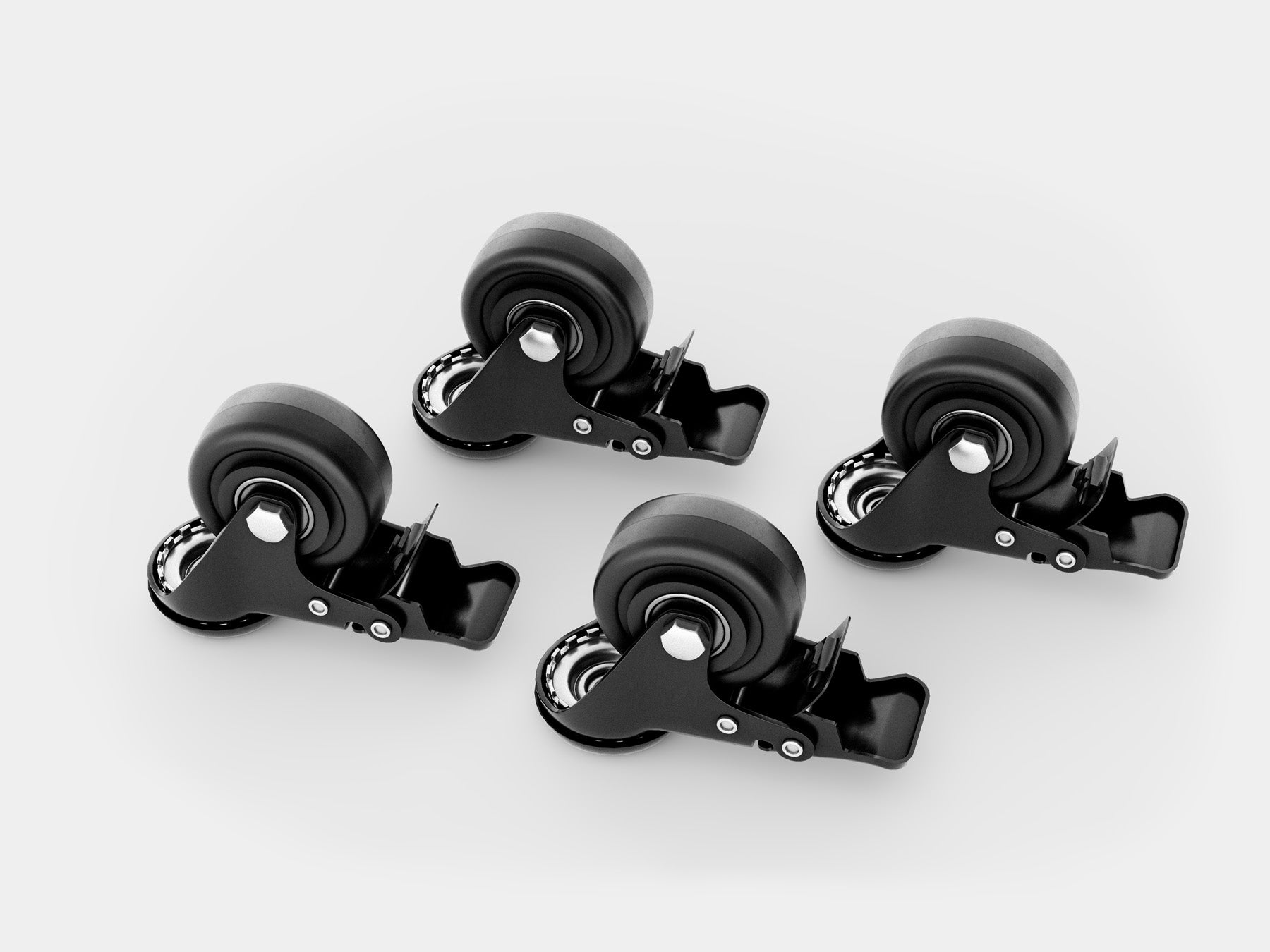 4 Heavy Duty Swivel Casters with Brakes - Universal Replacement Wheels for Furniture, Carts & Equipment - Smooth Rolling for Home, Office & Workshop Use