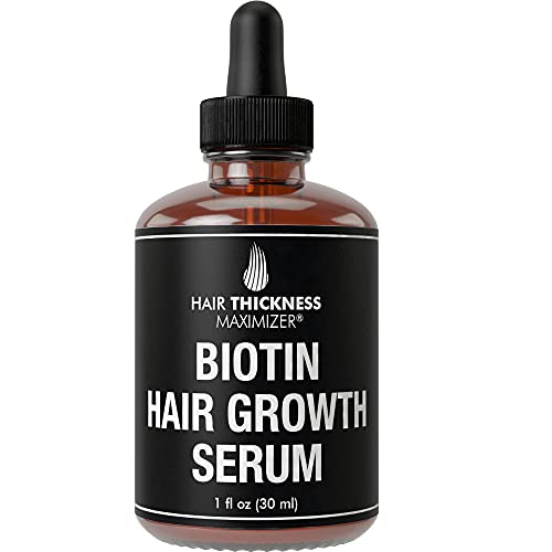 Biotin Hair Growth Serum for Thicker Hair - DHT Blocker Oil for Hair Loss Treatment | Natural Thickening & Smoothing Formula for Dry, Damaged Hair | Scalp Nourishment for Women & Men (1oz) | Perfect for Daily Hair Care & Styling Routine