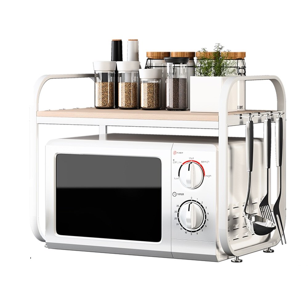 TY-Shelf JAD Kitchen Rack - 3-Tier Microwave Oven Storage Organizer with Steel Frame & Wood Shelves (37x58x45cm) - Perfect for Small Kitchen, Pantry, and Countertop Organization