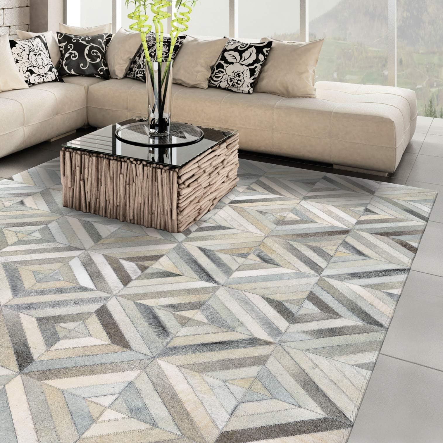 Couristan Chalet Blocks Ivory Area Rug 3'4