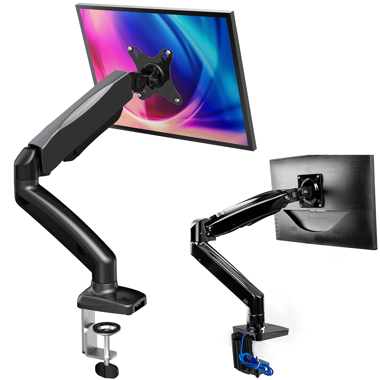 HUANUO Single Monitor Arm - Adjustable Ergonomic Desk Mount Stand for 13-35 Inch Screens - Perfect for Home Office, Gaming & Workspace Setup