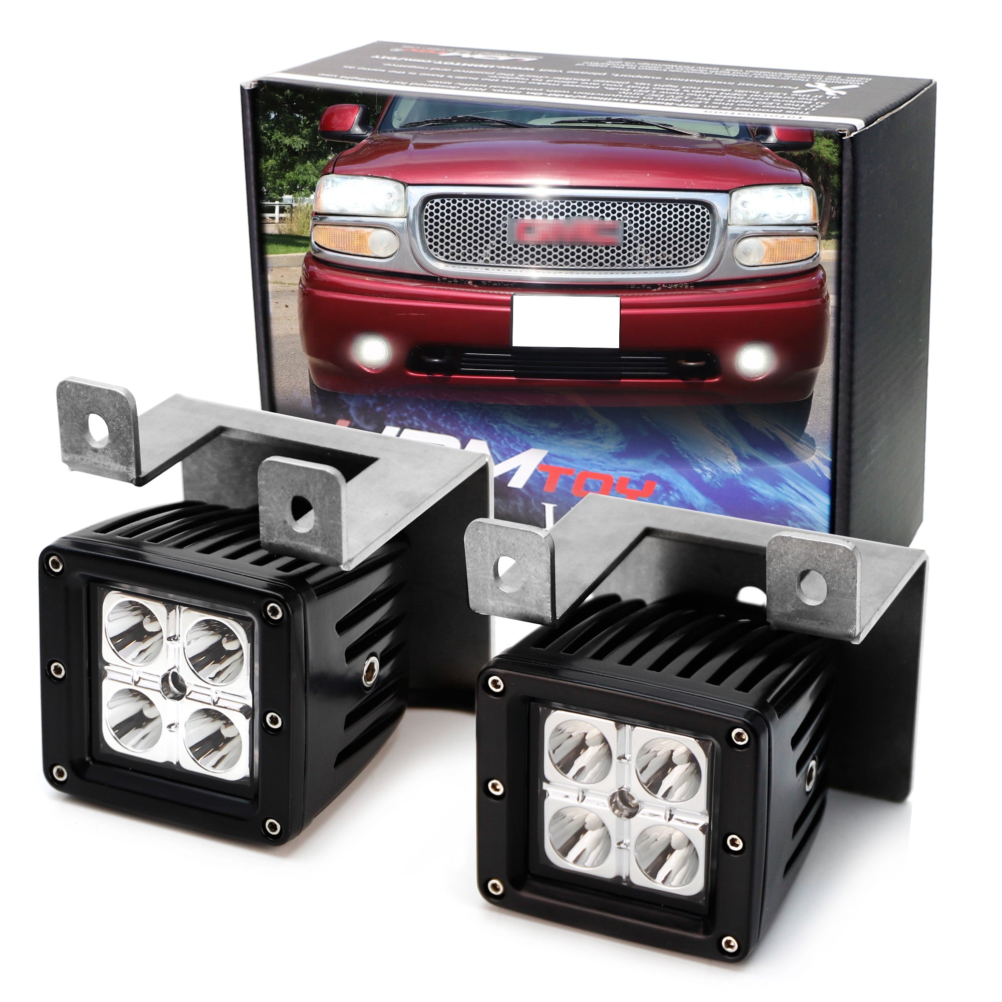 20W LED Pod Fog Light Kit with Bracket & Wiring Harness for 2001-2006 GMC Yukon Denali Sierra - Off-Road, Night Driving, Truck & SUV Lighting Upgrade