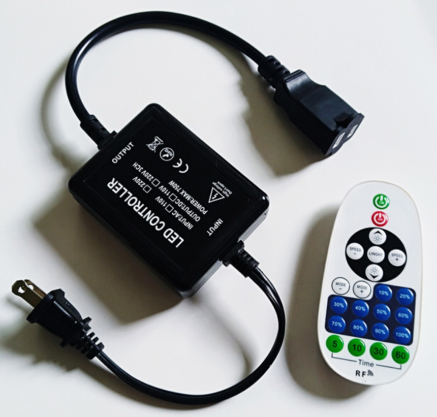 110V/220V LED Dimmer Switch with Wireless Remote & Timer - Plastic Housing for LED String Lights - Perfect for Indoor/Outdoor Holiday Decorations & Party Lighting