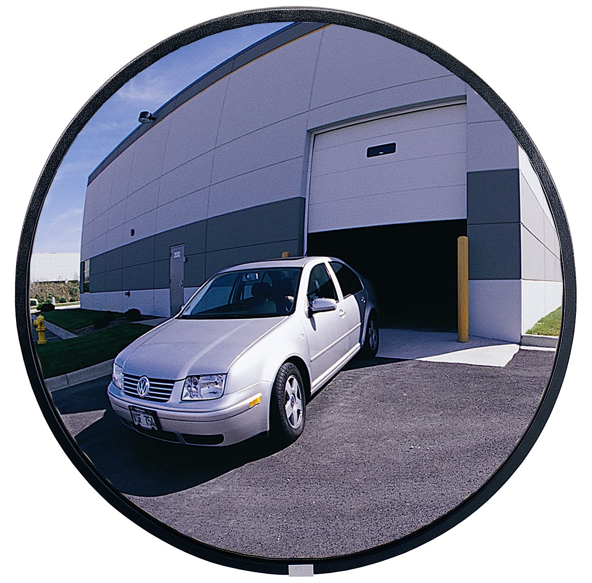 SNO26 26-Inch Convex Safety Mirror - Shatterproof Glass for Outdoor Use - Wide-Angle Traffic Mirror with Silver Frame - Perfect for Driveways, Parking Lots & Warehouse Safety