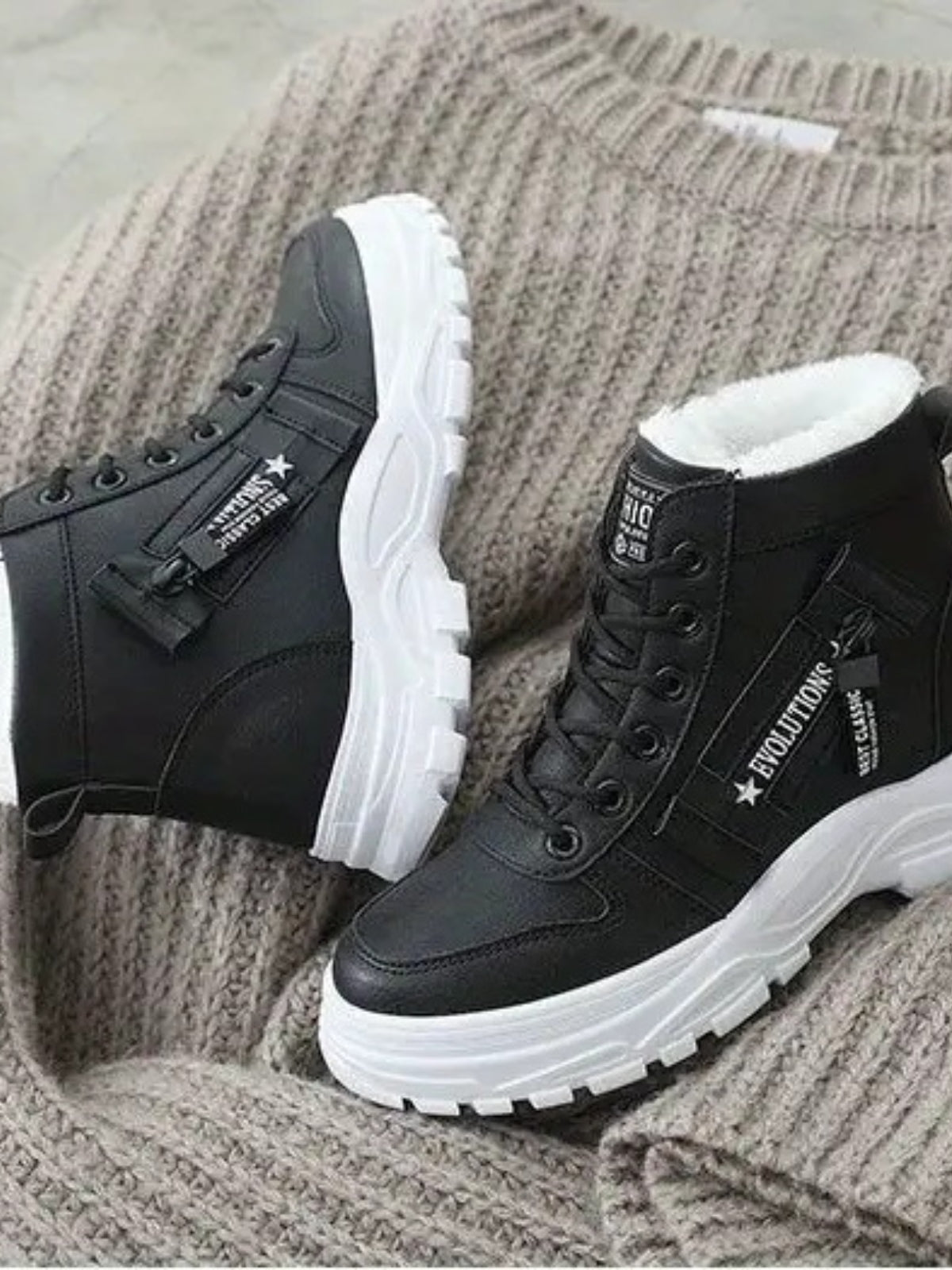 Stylish Round Toe Platform Boots with Decorative Zipper - Women's Fashion Chunky Heel Ankle Boots for Casual Outfits & Winter Wear