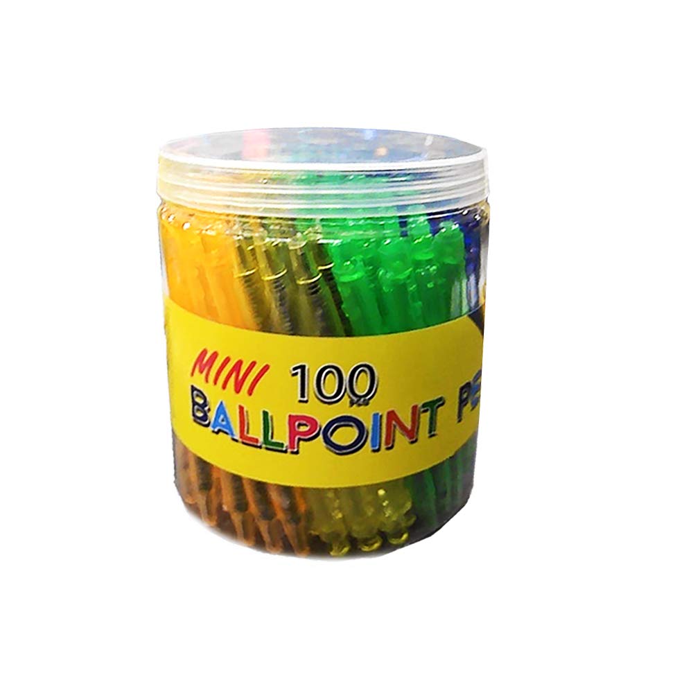 100 Pack SKKSTATIONERY Mini Retractable Ballpoint Pens - 4 Inch Fine 0.5mm Tip, Assorted Color Ink Pens for Office, School, Note Taking & Gift Giving
