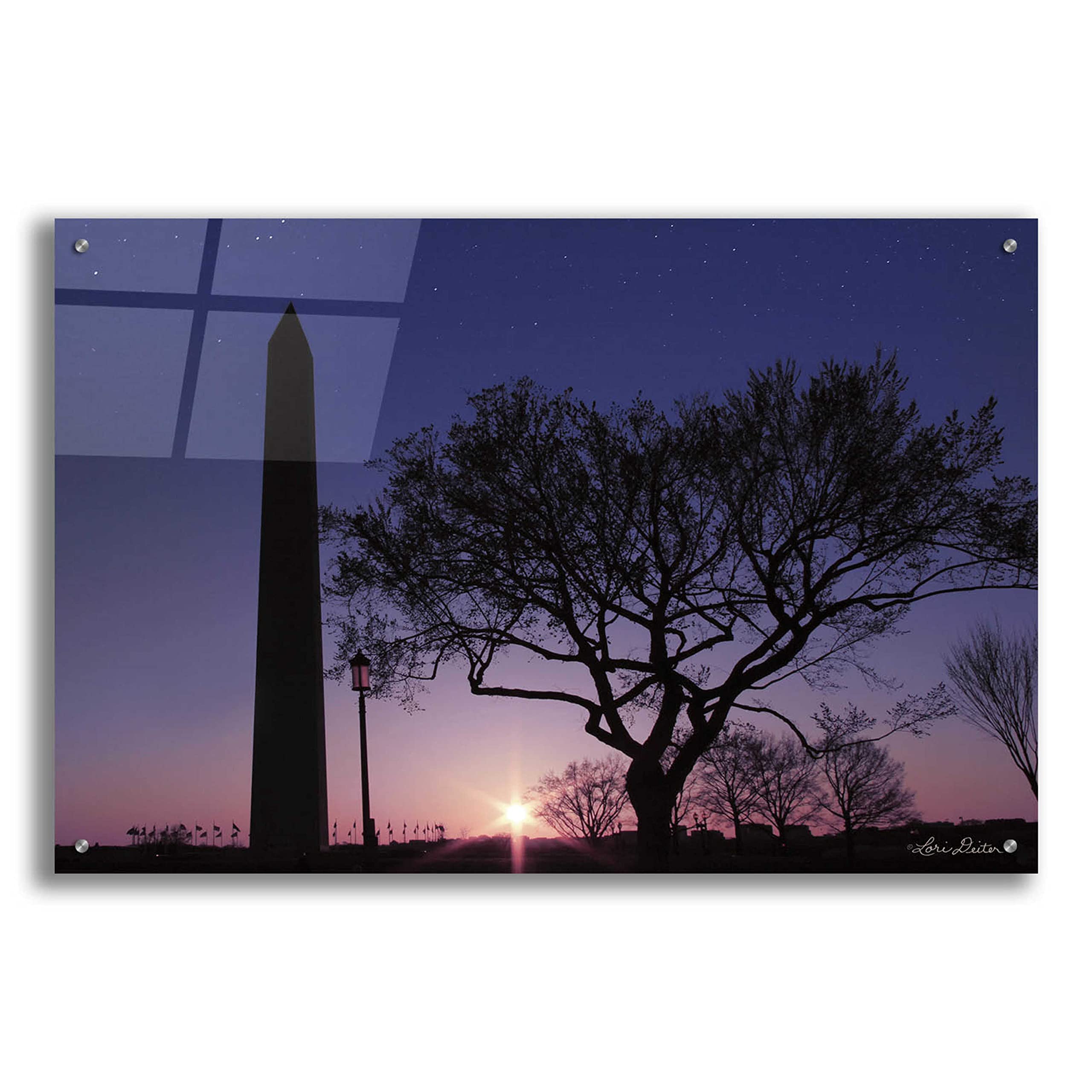 Epic Art 'Nightfall at The Washington Monument' by Lori Deiter - 36x24 Inch Acrylic Glass Wall Decor | Modern Home & Office Artwork | Perfect for Living Room, Bedroom or Office Decoration