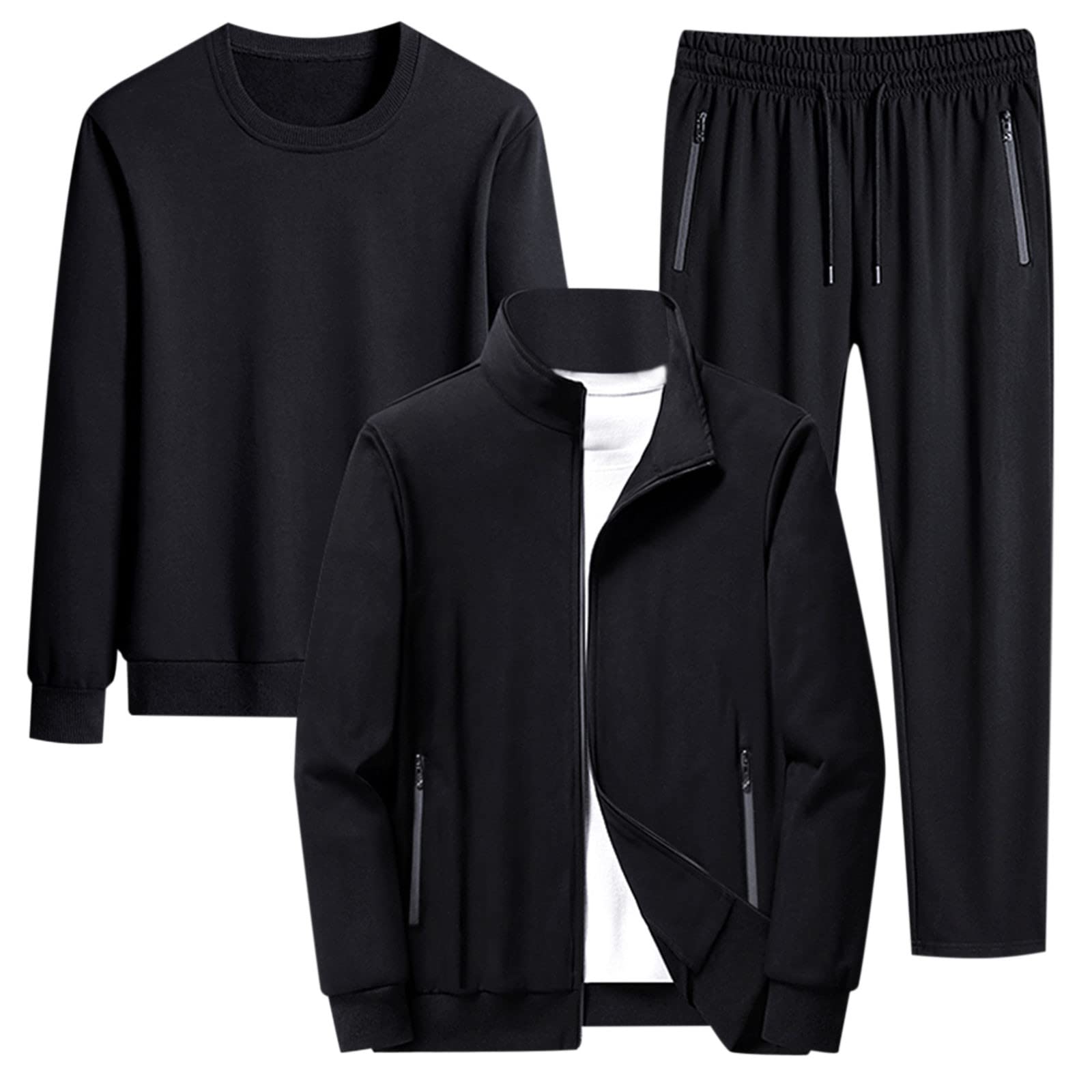 Snowshine Men's 3-Piece Tracksuit Set - Full Zip Jacket & Jogger Pants for Gym, Running & Casual Wear | Athletic Sweatsuit for Workouts & Lounge