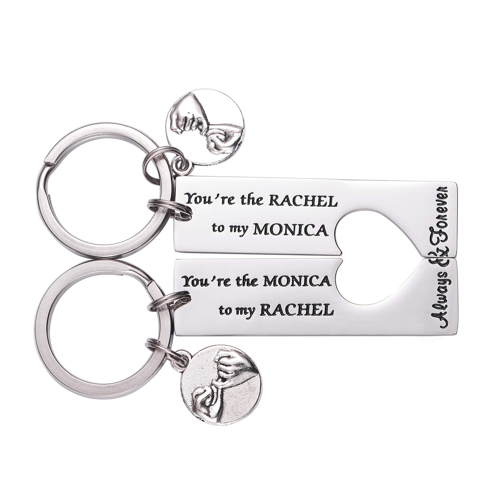 Monica and Rachel Best Friend Keychain Set - Friendship TV Show Inspired Gift for Fans, Perfect for Birthdays, Anniversaries, and Everyday Carry