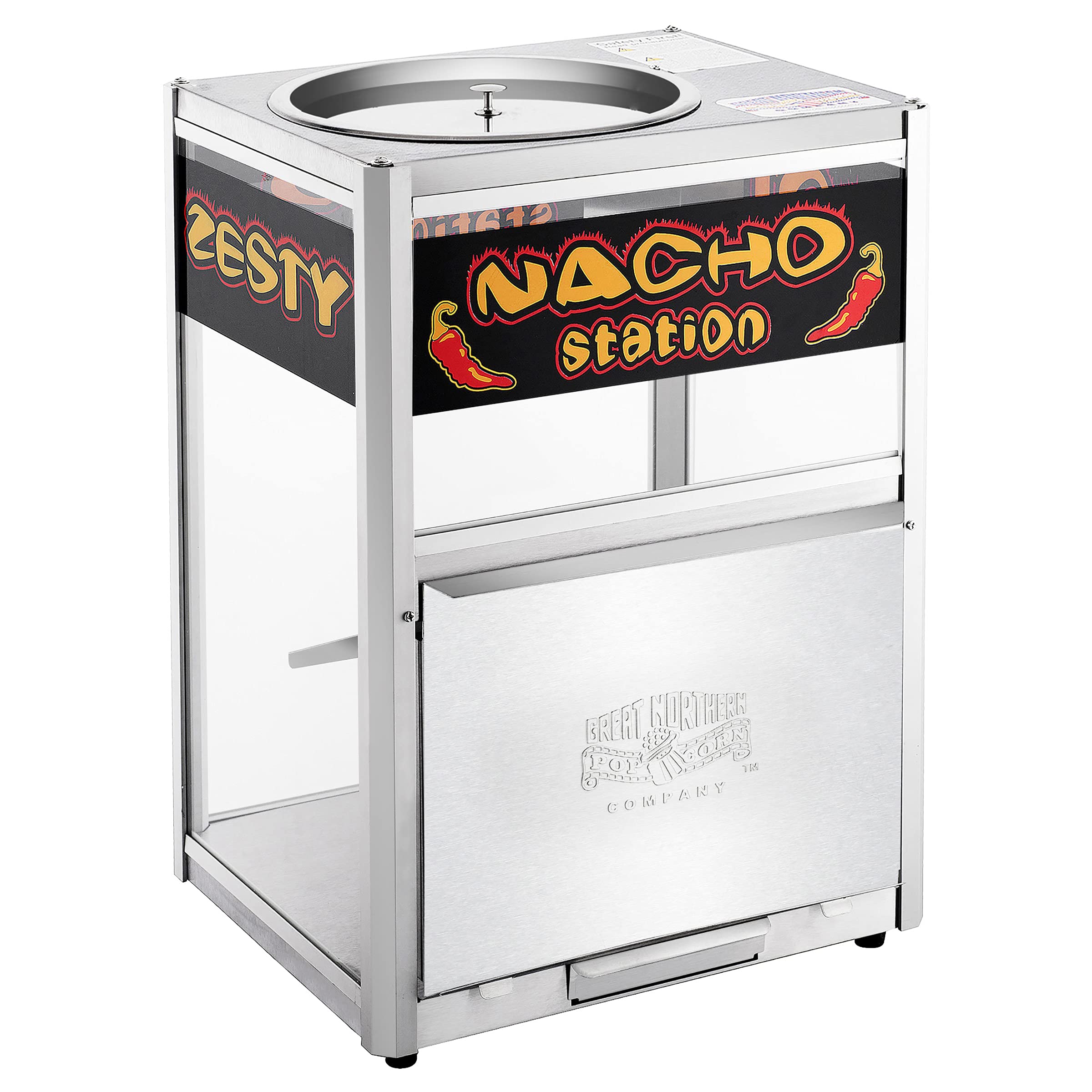 Commercial Grade Great Northern Nacho Warmer Station - Stainless Steel Frame with Heavy Duty Glass, Keeps Chips Warm & Fresh for Hours - Perfect for Restaurants, Cinemas, and Party Catering