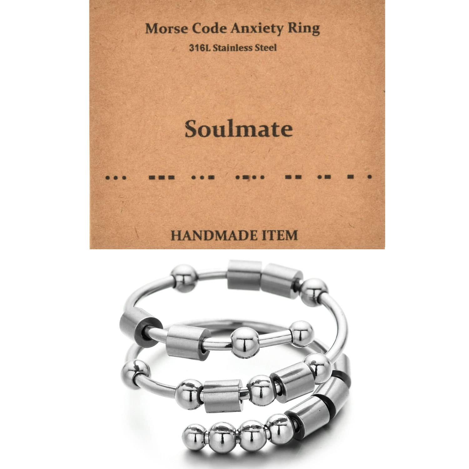 Morse Code Spinner Ring for Women - Stainless Steel Anxiety Relief Fidget Ring, Inspirational Jewelry Gift for Her, Best Friend, Birthday & Graduation - Perfect for Stress Relief, Focus & Thoughtful Gifting