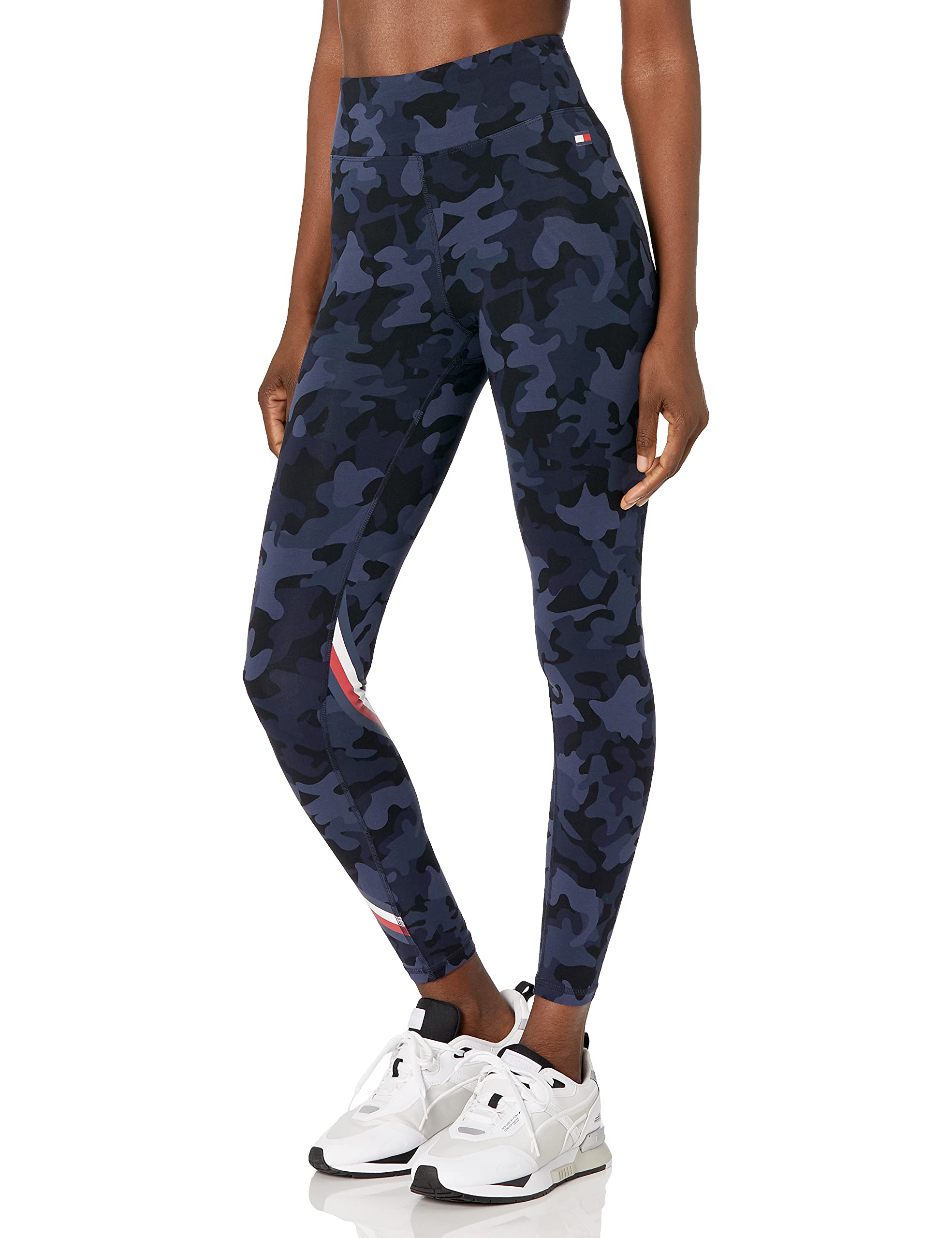 Tommy Hilfiger Women's High-Rise Cotton Performance Workout Leggings - Comfortable & Stretchy Yoga Pants for Gym, Running & Casual Wear