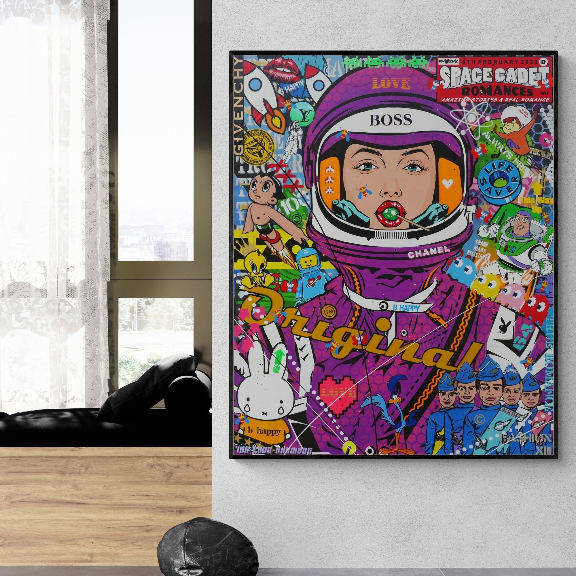 120cm x 150cm Textured Urban Pop Art Painting - Lollipops and Cadets Modern Wall Decor for Living Room, Bedroom & Office | Vibrant Contemporary Artwork for Home & Commercial Spaces