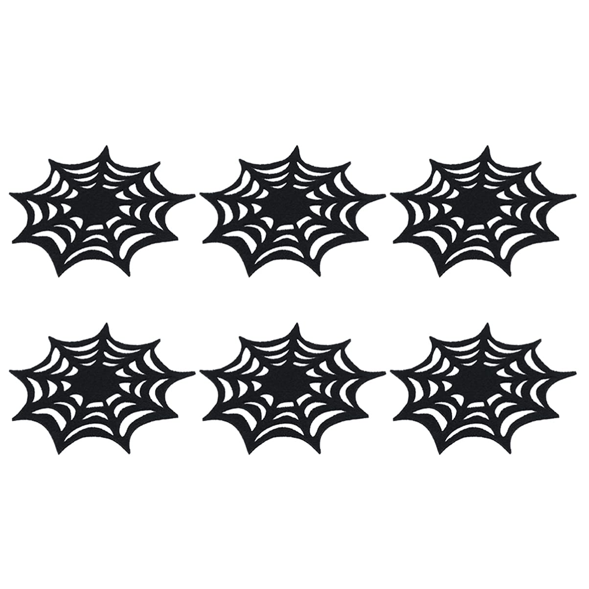 6-Pack Black Felt Spiderweb Placemats - Halloween Spider Web Coasters, Nonwoven Table Mats & Doilies for Spooky Decor | Reusable Halloween Dining Decor for Parties, Dinners & Themed Events