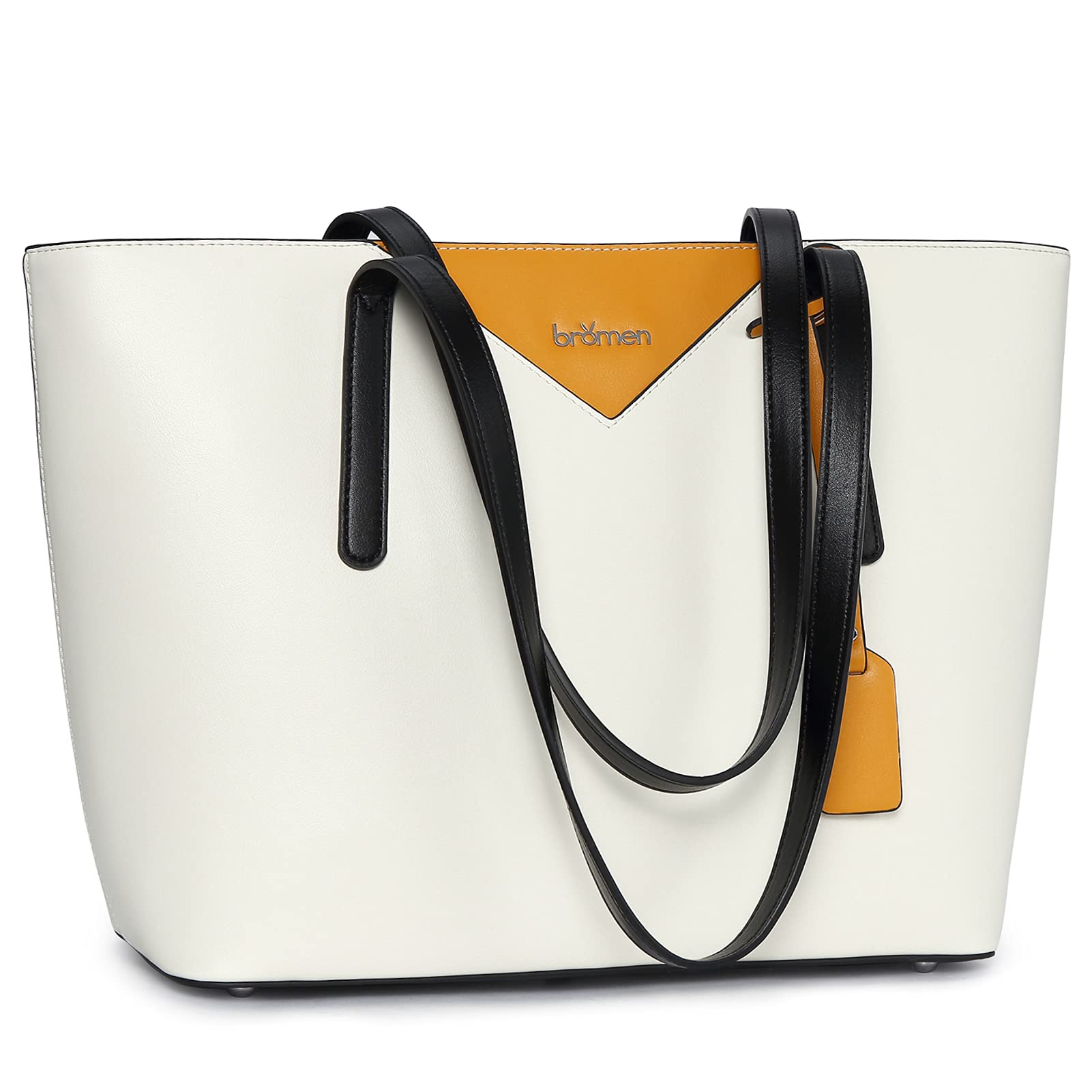 BROMEN Women's Designer Leather Tote Bag - Large Capacity Shoulder Purse for Work, Travel & Everyday Use | Stylish Handbag for Women