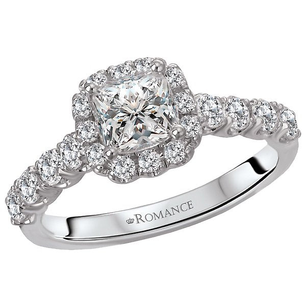 18KT White Gold 1/2 CTW Diamond Cushion Halo Engagement Ring Setting for 3/4 CT Cushion Cut Center Stone - Perfect for Proposals, Anniversaries & Special Occasions