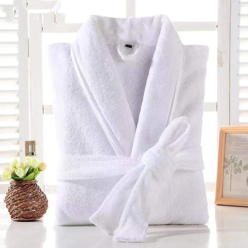 Cozy Winter Bathrobe for Women & Men - Thick Terry Cloth Kimono Robe with Soft Toweling, Loose Fit Sleepwear & Home Dressing Gown (White, Large) - Perfect for Spa Nights, Lounging & Cold Weather Comfort