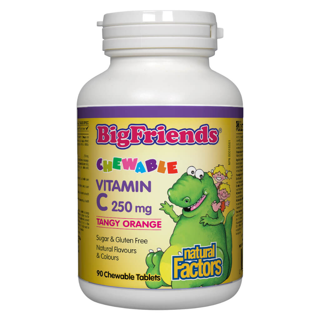 Big Friends Chewable Vitamin C 250mg - Tangy Orange Flavor - Immune Support Supplement for Kids & Adults - Perfect for School, Travel & Daily Wellness