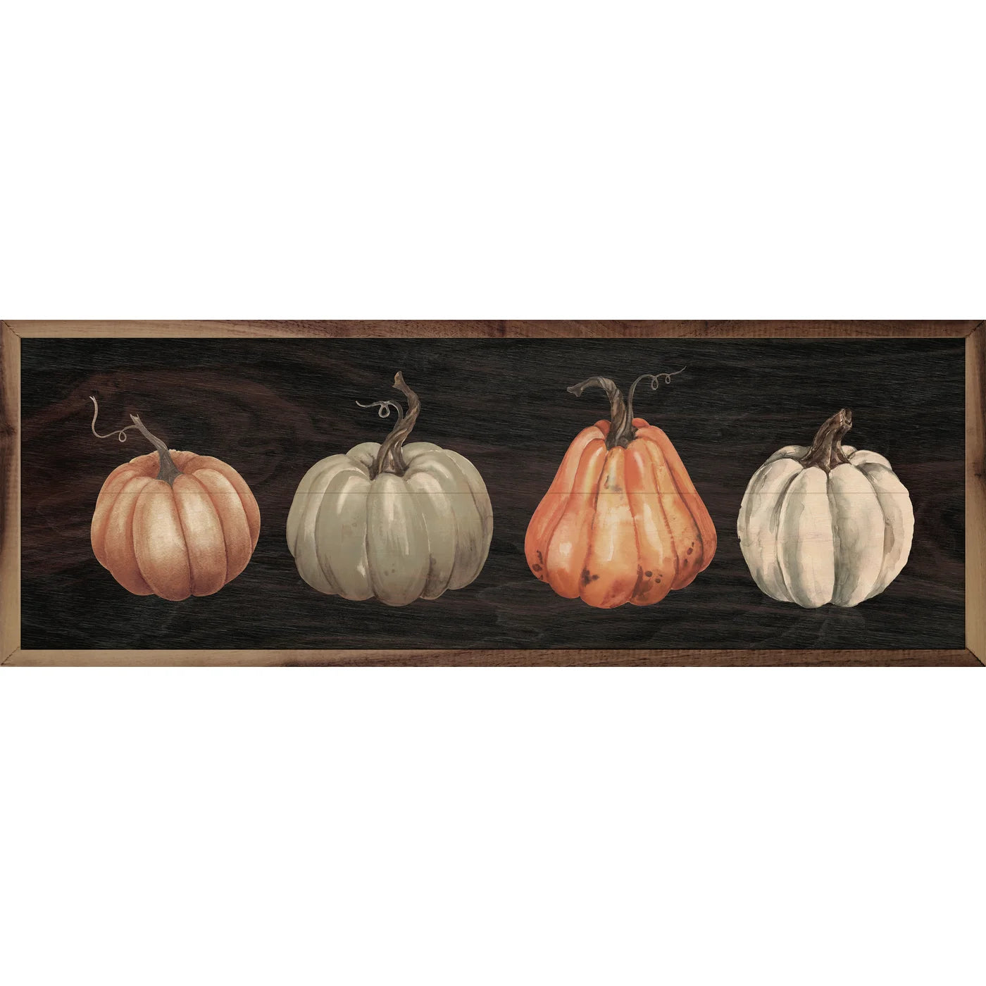 Four Pumpkins Black Wood Framed Print - Fall Harvest Wall Art Decor for Living Room, Bedroom & Office