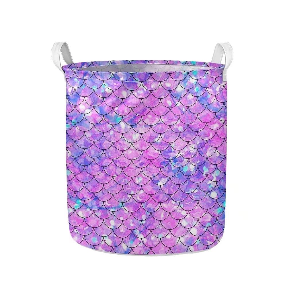 GOSTONG Shine Mermaid Scale Pattern Large Collapsible Storage Bins - 47x41cm Canvas Fabric Laundry Basket & Toy Organizer for Home, Office, Bedroom, Nursery - Perfect for Clothes, Toys, Blankets & Home Decor Storage