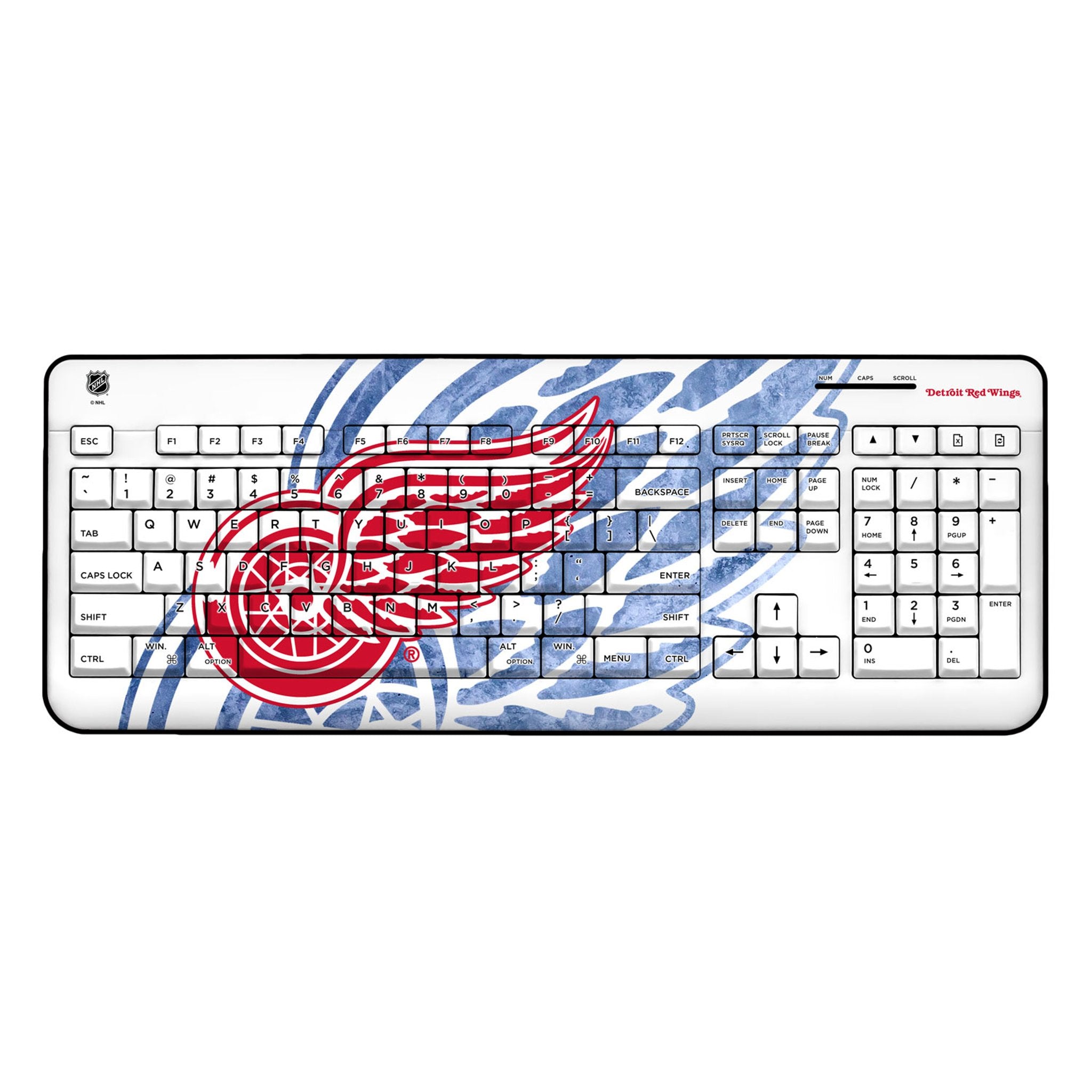 Detroit Red Wings Wireless USB Keyboard with Ice Tilt Design - Perfect for Gaming, Office Work & Home Use