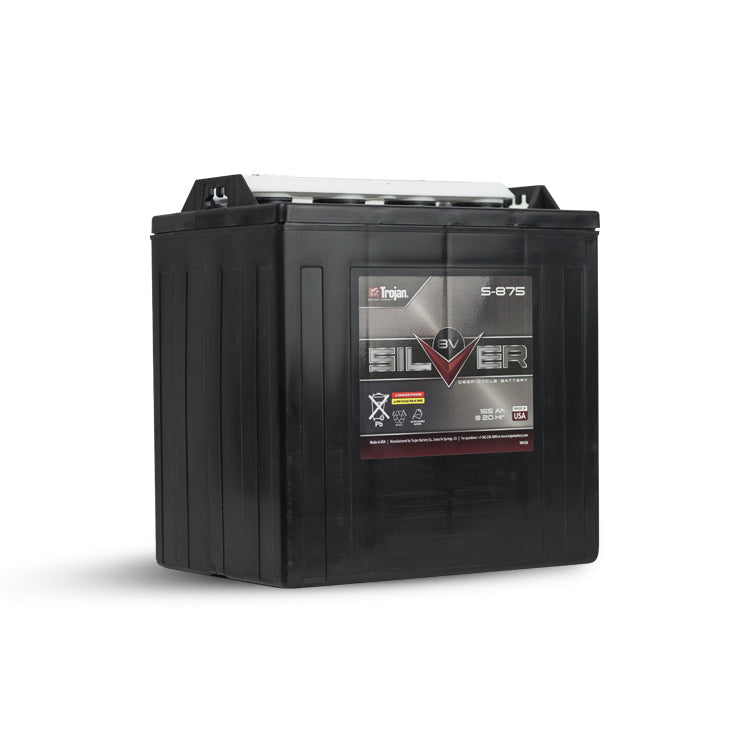 Trojan S 875 Deep Cycle Battery 8V 165Ah Silver - Premium Marine & RV Battery for Boats, Golf Carts, and Solar Power Systems