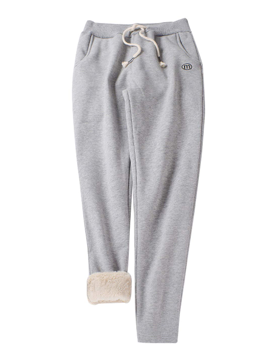 Gihuo Women's Sherpa Lined Sweatpants - Winter Warm Fleece-Lined Jogger Pants for Casual Wear, Lounge & Outdoor Activities