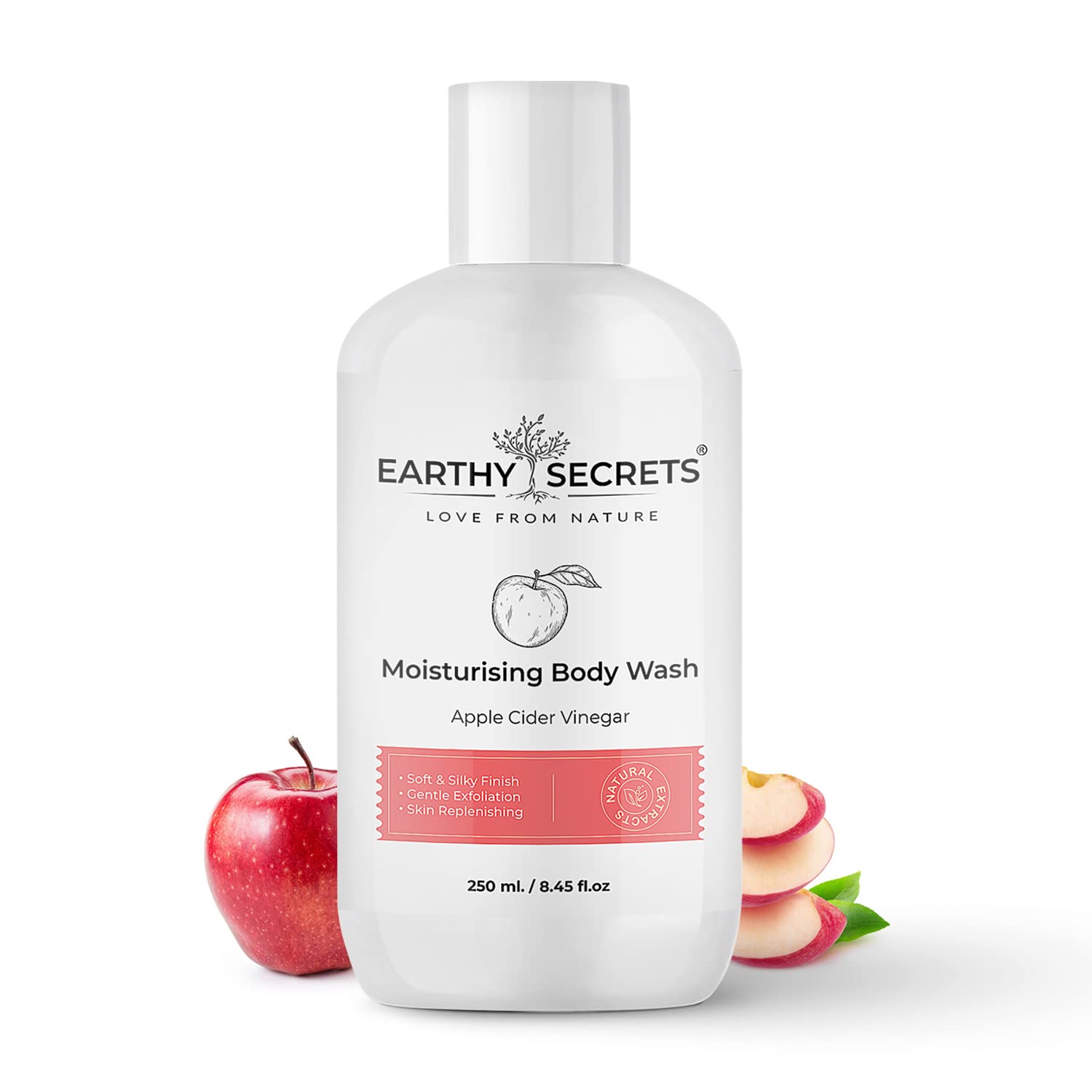 Earthy Secrets Apple Cider Vinegar Moisturizing Body Wash - 250ml | Softens & Exfoliates Skin, Hydrating Formula for Silky Smooth Skin | Perfect for Daily Shower & Dry Skin Care