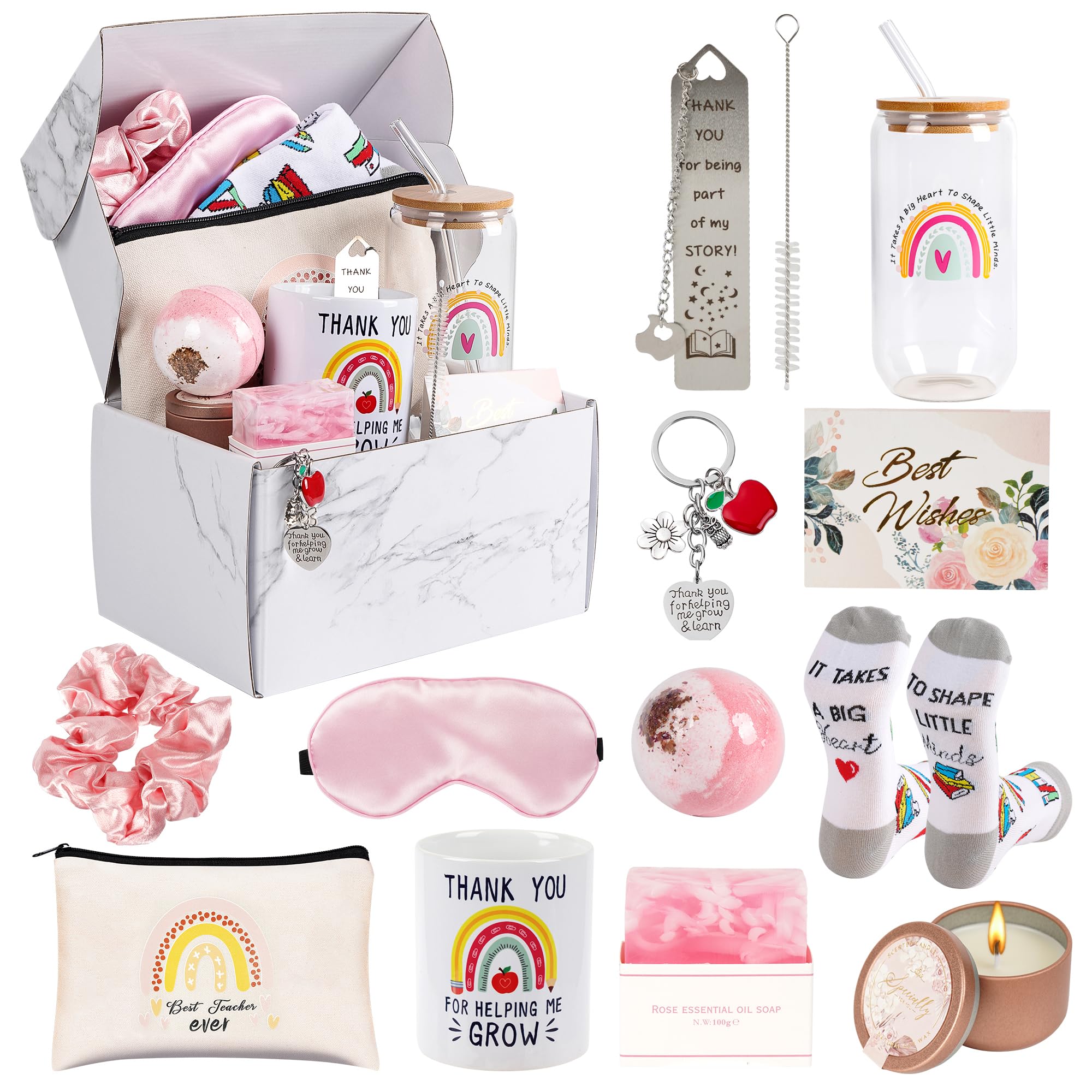 14-Piece Teacher Appreciation Gift Set - Thoughtful Christmas, Birthday & Retirement Gifts for Women Educators - Funny Thank You Gift Box with Inspirational Quotes - Perfect for Classroom, Office & Home Decor (Style 2)