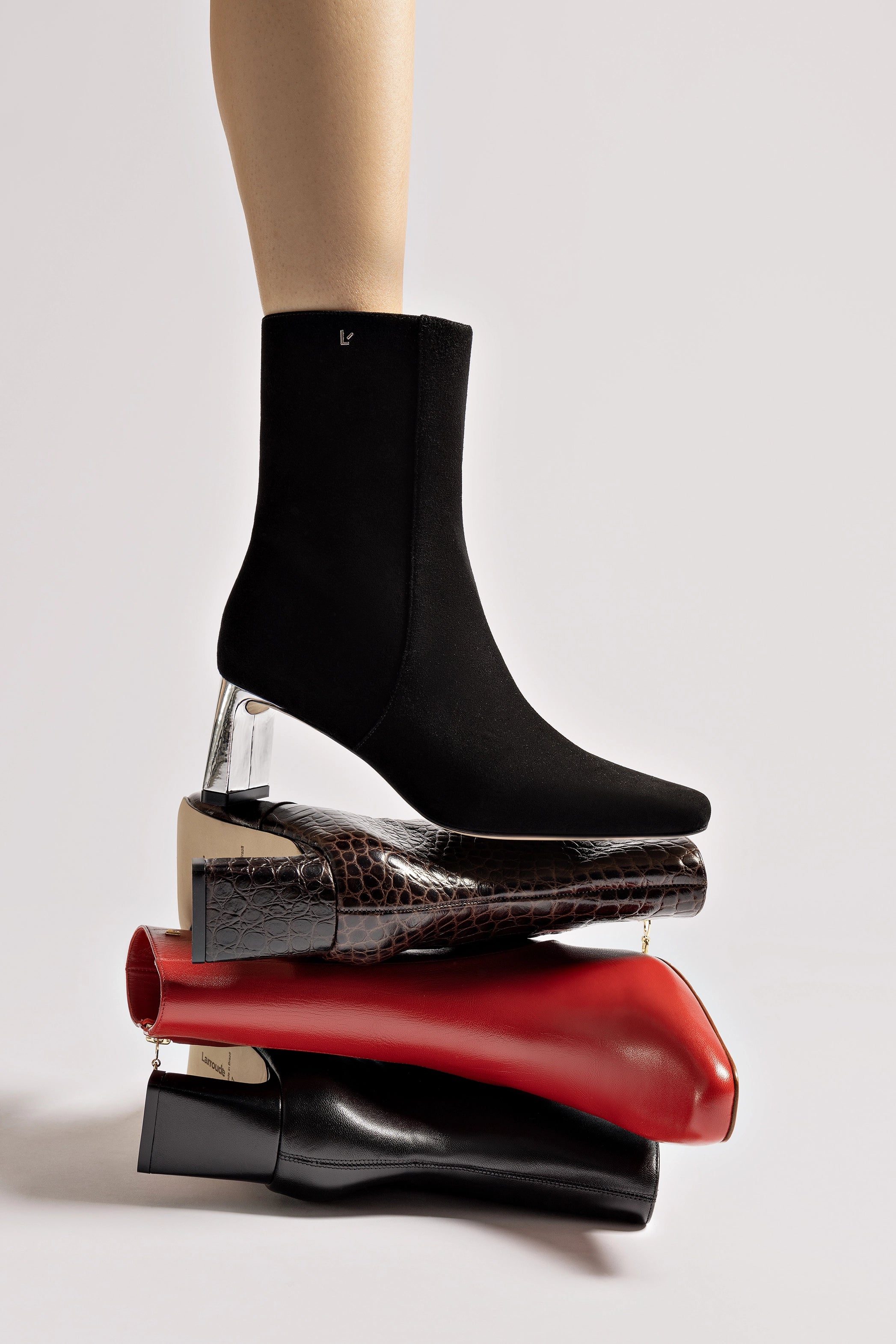Alexis Bootie - Black Suede Women's Ankle Boots with Silver Heel for Casual Outfits, Parties & Night Out