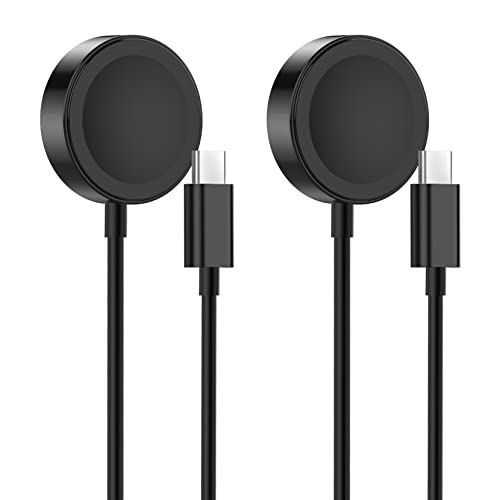 2-Pack Fast Charging USB C Cable for Apple Watch Series 8/7/6/5/4/3/2/1/SE - 6.6ft Magnetic Wireless Charger Compatible with iWatch (Black) - Perfect for Home, Office & Travel Charging