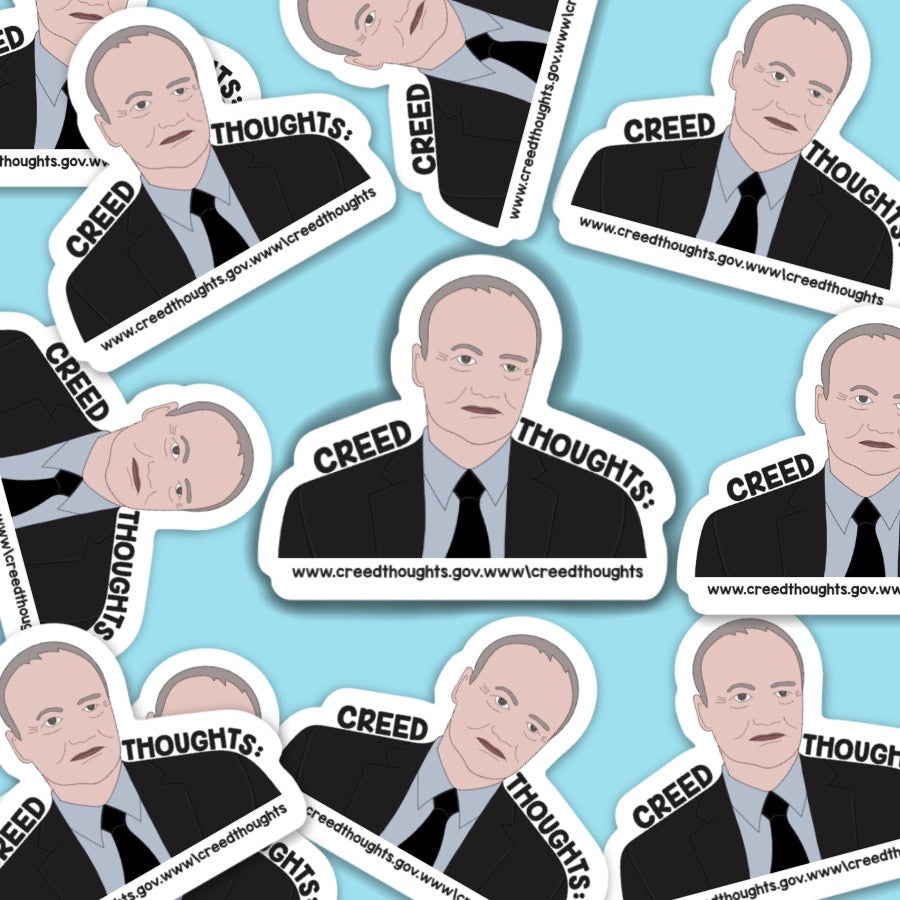 Creed Thoughts Vinyl Sticker - Waterproof & Durable Decal for Laptops, Cars, Tumblers - Perfect for The Office Fans & Pop Culture Enthusiasts