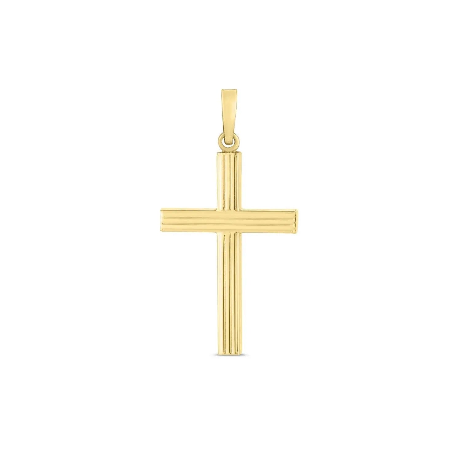 14K Yellow Gold High Polish Ribber Cross Pendant - Elegant Religious Jewelry for Women & Men - Perfect for Gifts, Church, Weddings & Everyday Wear