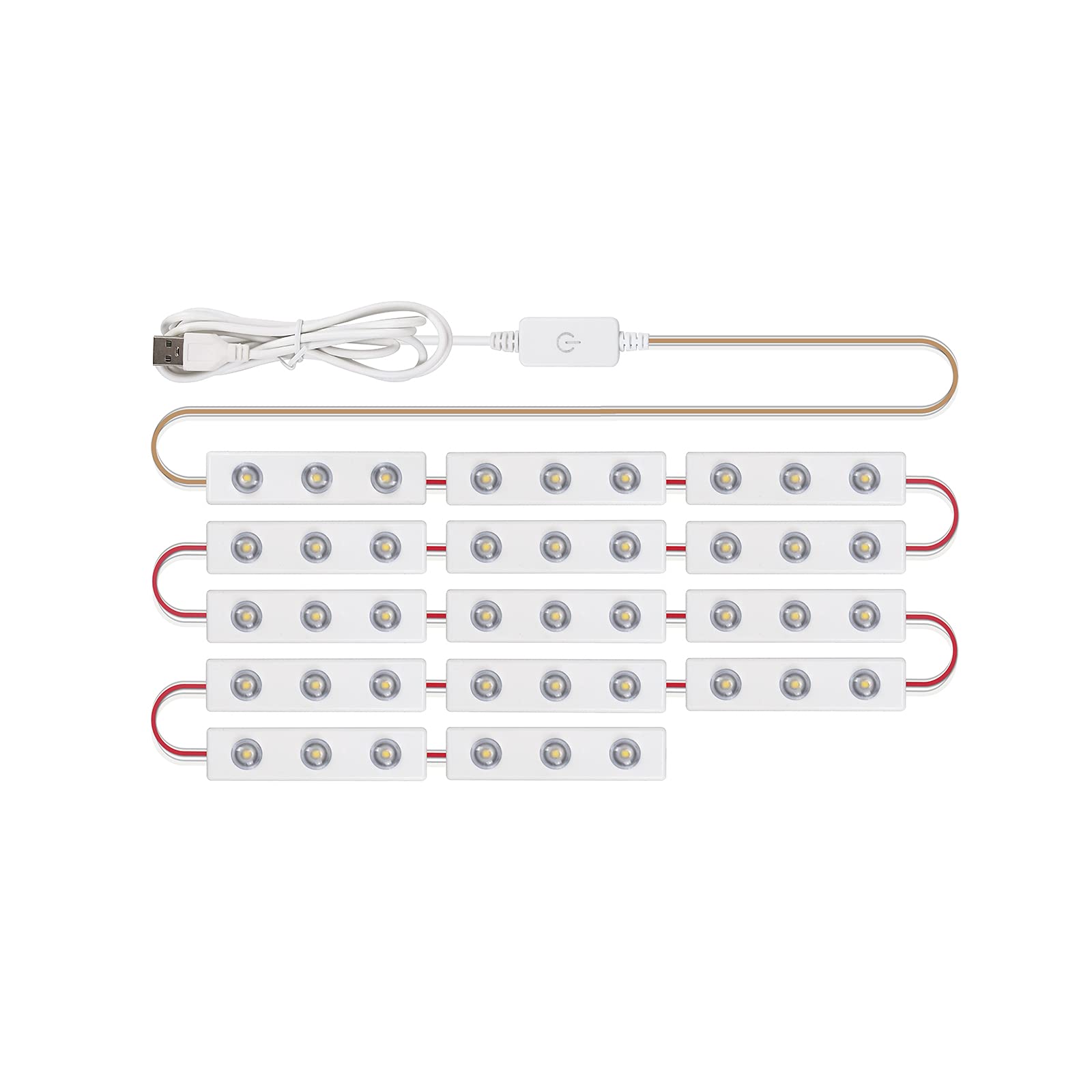 4.92ft USB LED Strip Light with Touch Control - 14 LED Strips Vanity Mirror Lighting with Double-Sided Sticker for Bedroom, Dressing Table, Hair Salon & Makeup Studio - Perfect for Vanity Mirror Lighting, Home Decor, and Professional Salon Setup
