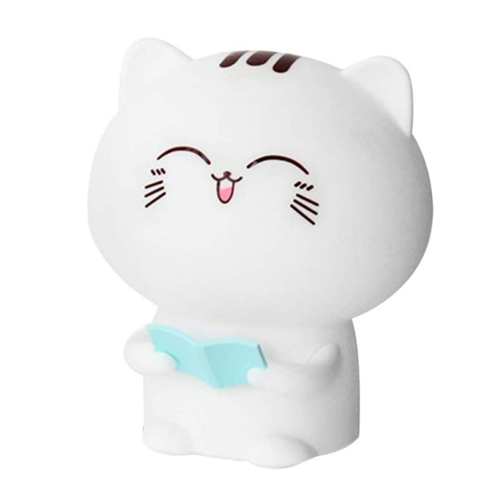 Cute Cat Silicone Night Light with Remote - Blue Cartoon Pet Lamp for Kids Bedroom, Nursery & Bedside | Perfect for Nighttime Reading, Feeding & Relaxation